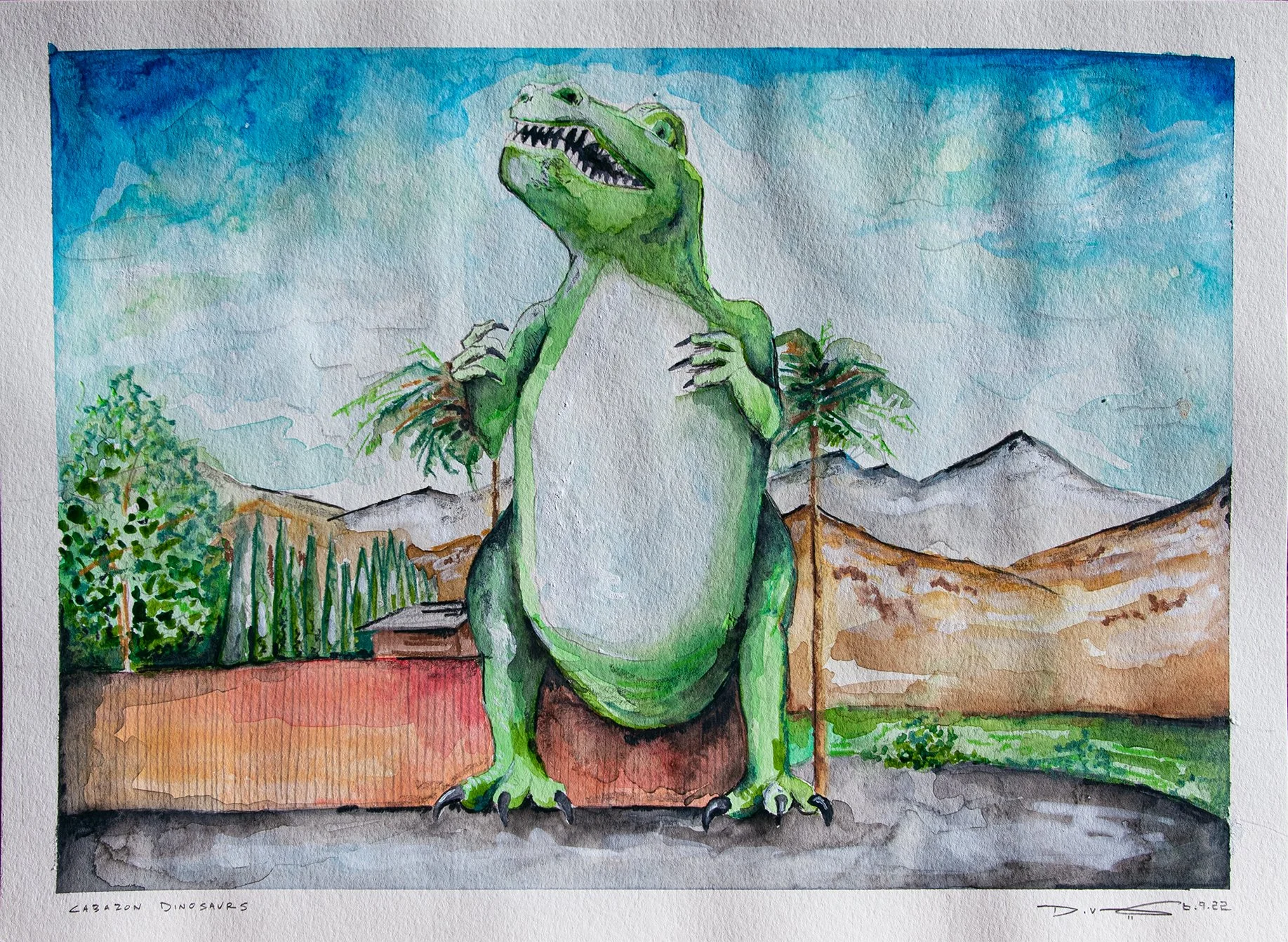 Cabazon Dinosaurs - 11x15 Watercolor Painting
