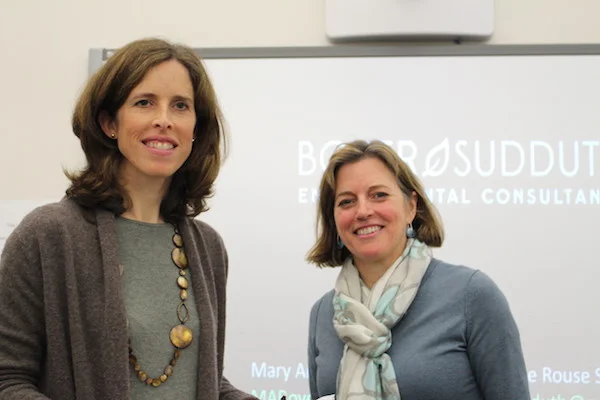 Photo of Anne Sudduth and Mary Ann Boyer facilitating a sustainability meeting at AFS.