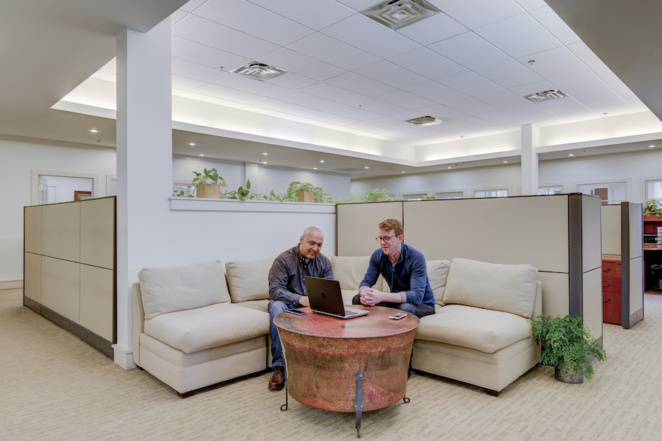 40 West Evergreen’s natural light and open space create a friendly work atmosphere.