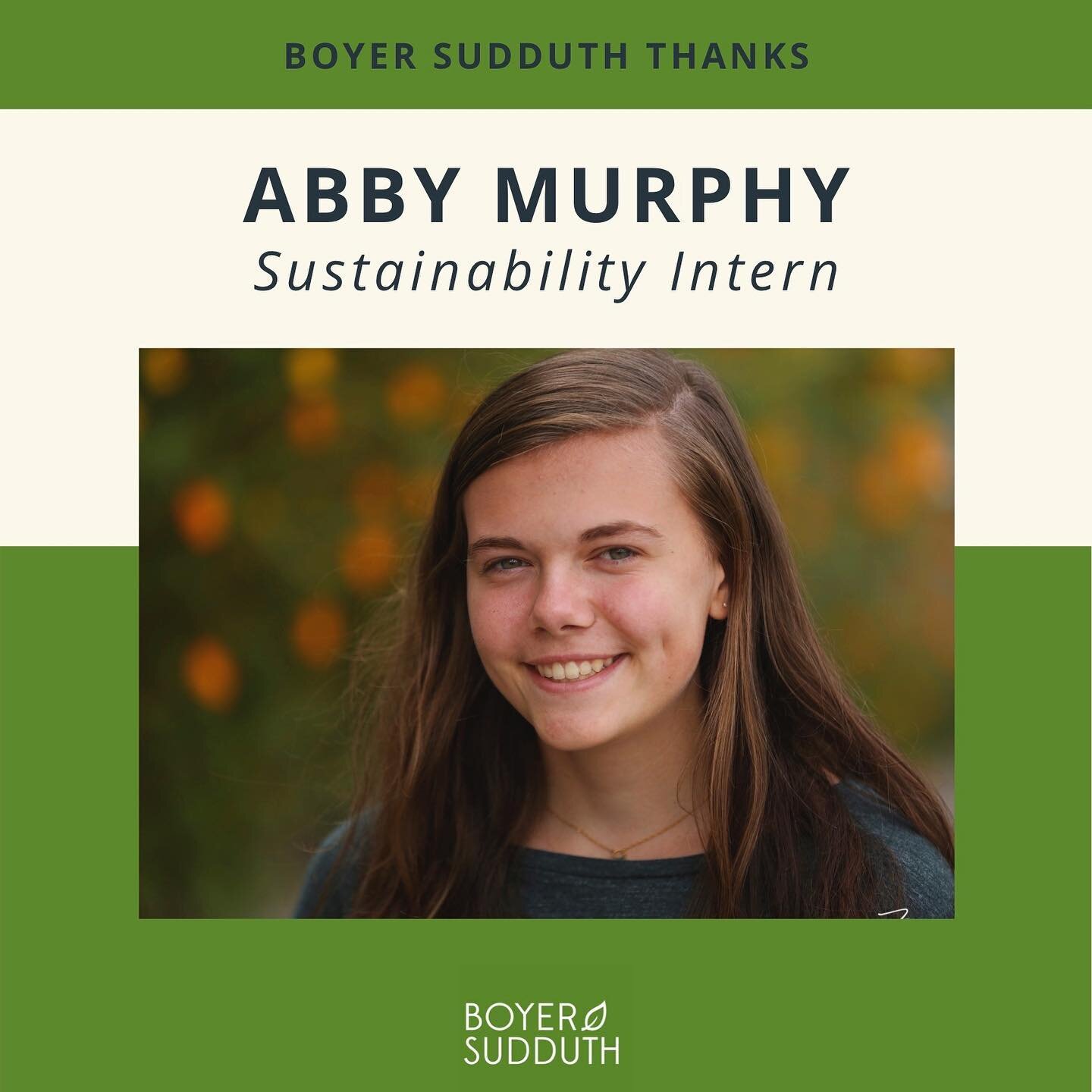 As Boyer Sudduth welcomes three new interns, we also say goodbye and thank you to three interns as they move onto the next chapter.

Thank you Abby Murphy for your dedication as an intern with Boyer Sudduth! You were an invaluable team member and we 