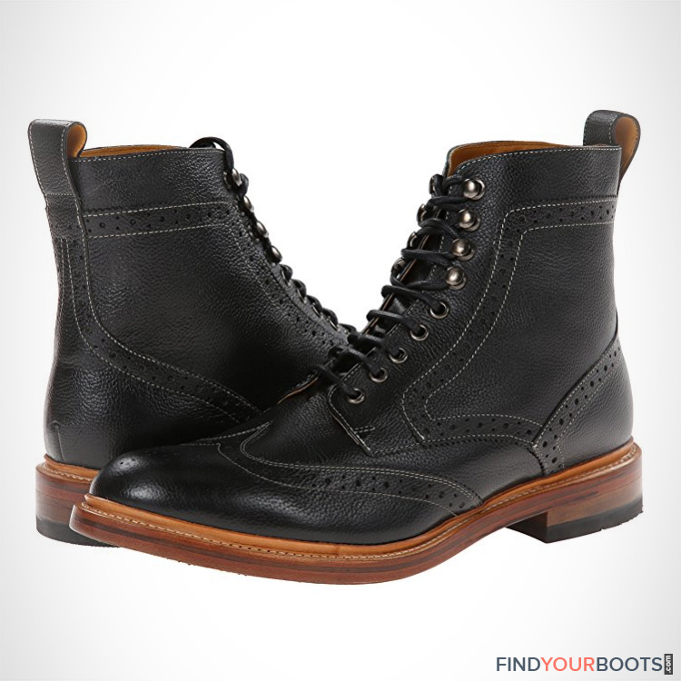 black leather brogue boots