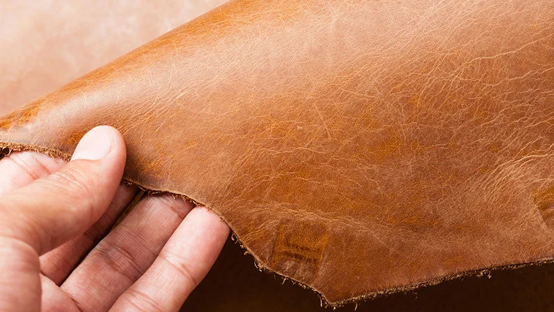 Signs of life: Imperfections in full grain leather.