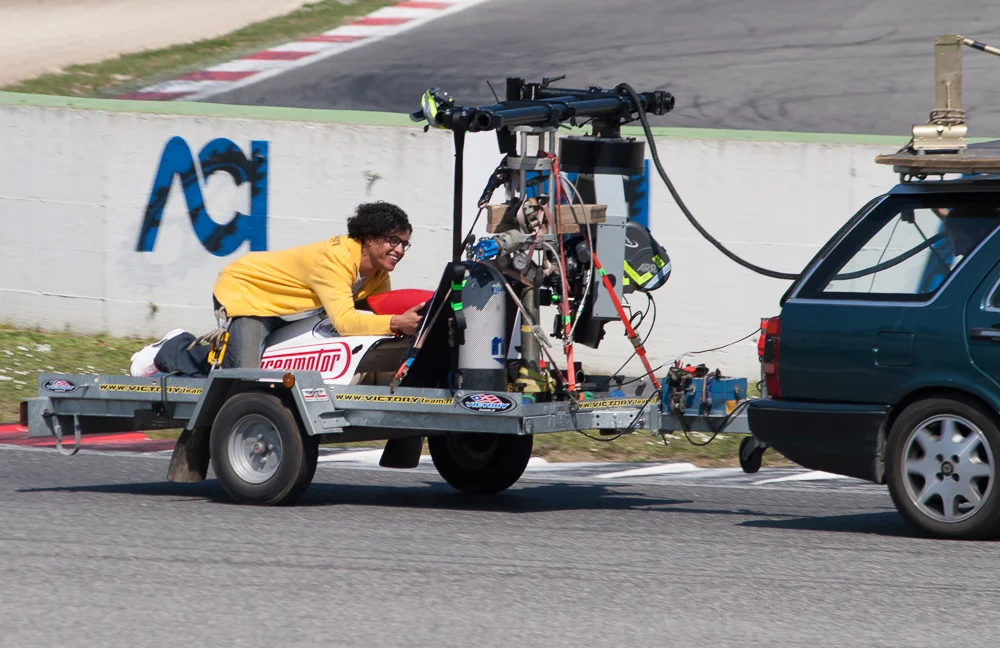 Shoot Photo: The actor being photographed on the track.