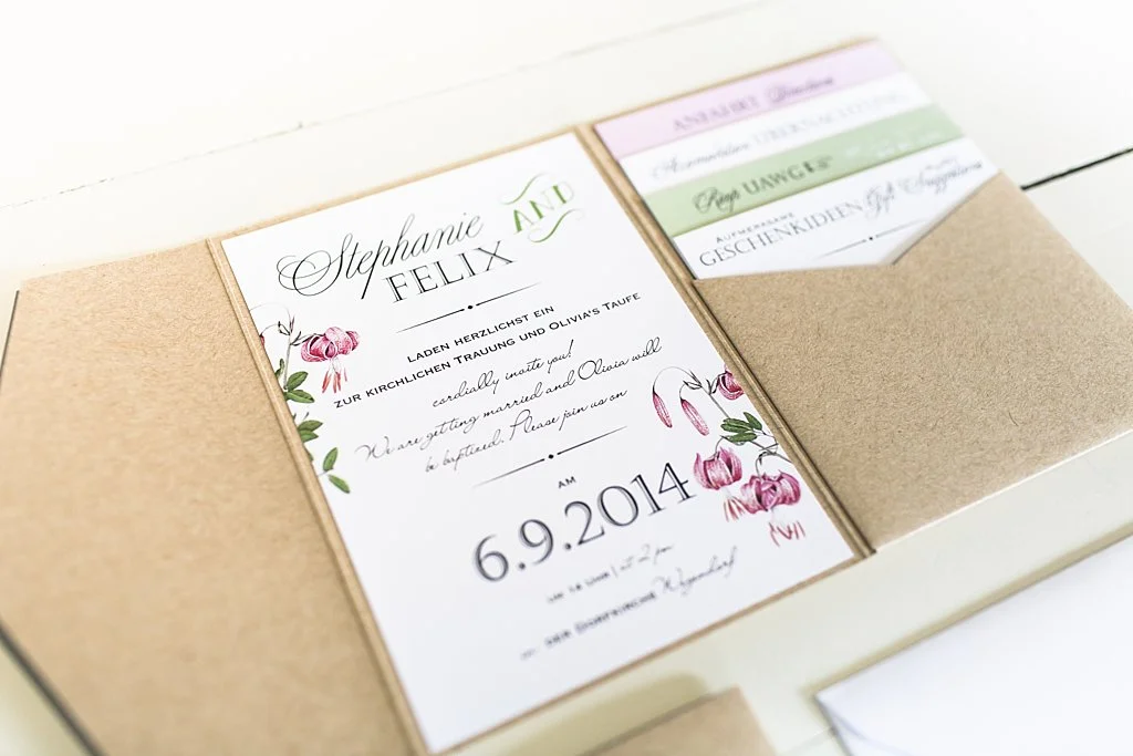 Boho-Style Papeterie, Pocket Einladung