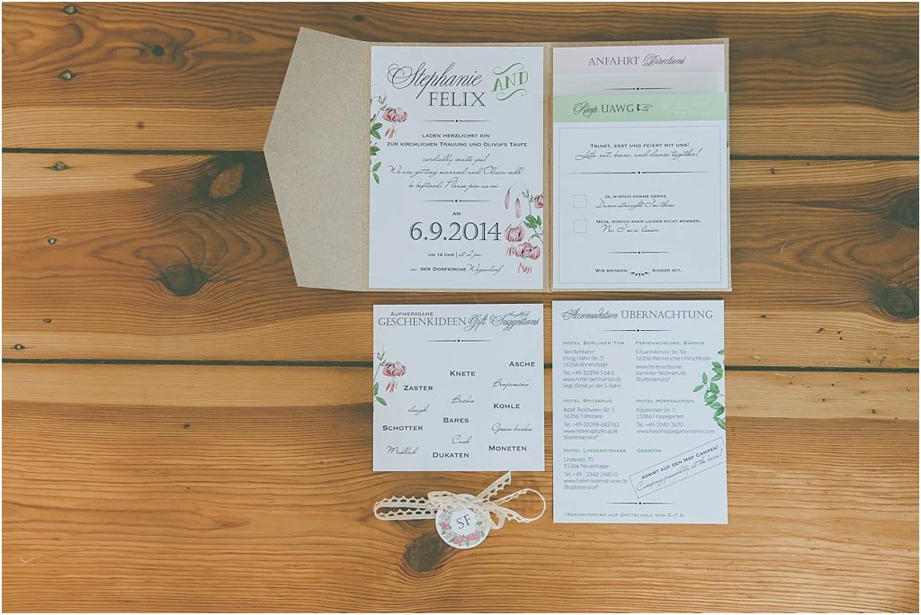 Boho-Style Papeterie, Pocket Einladung