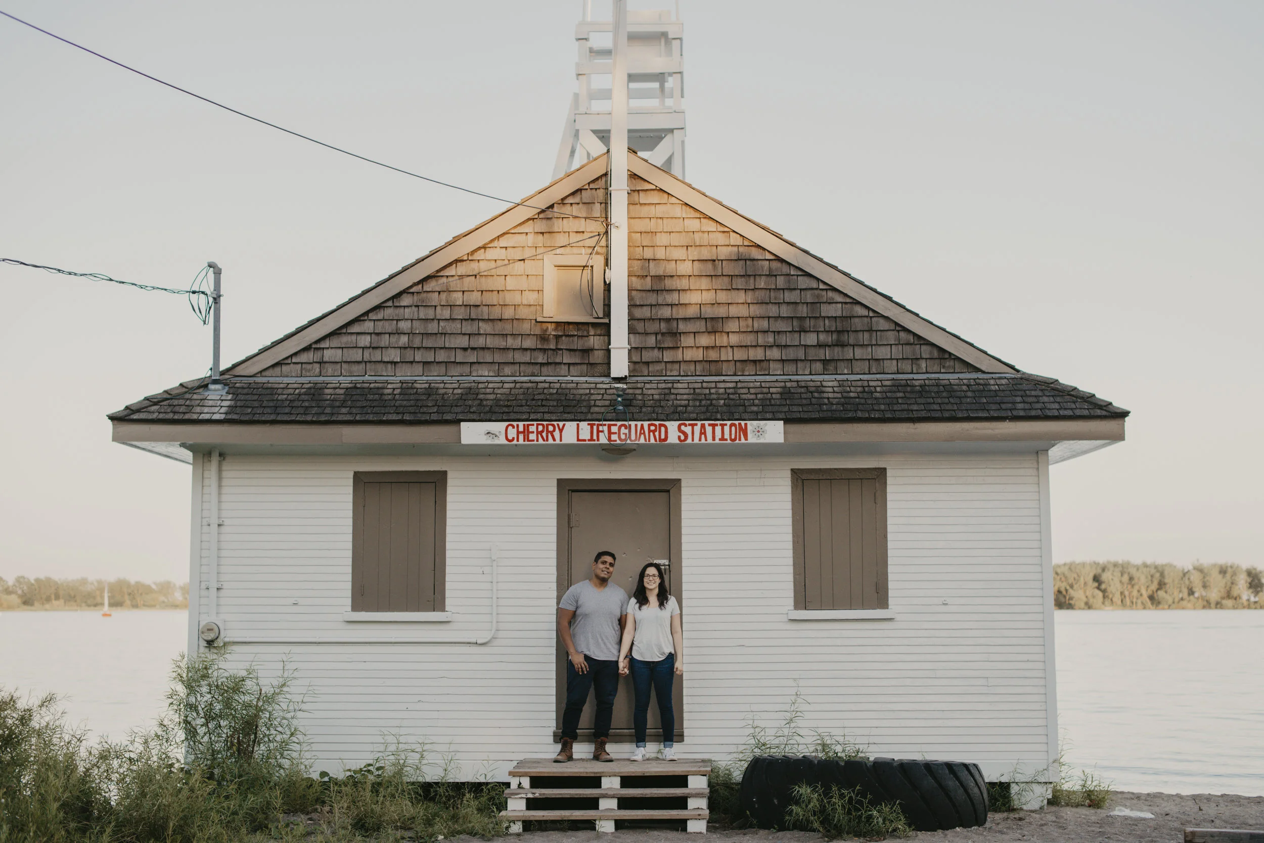 Allie &amp; Arfan’s Sunset Engagement Session at Cherry Beach