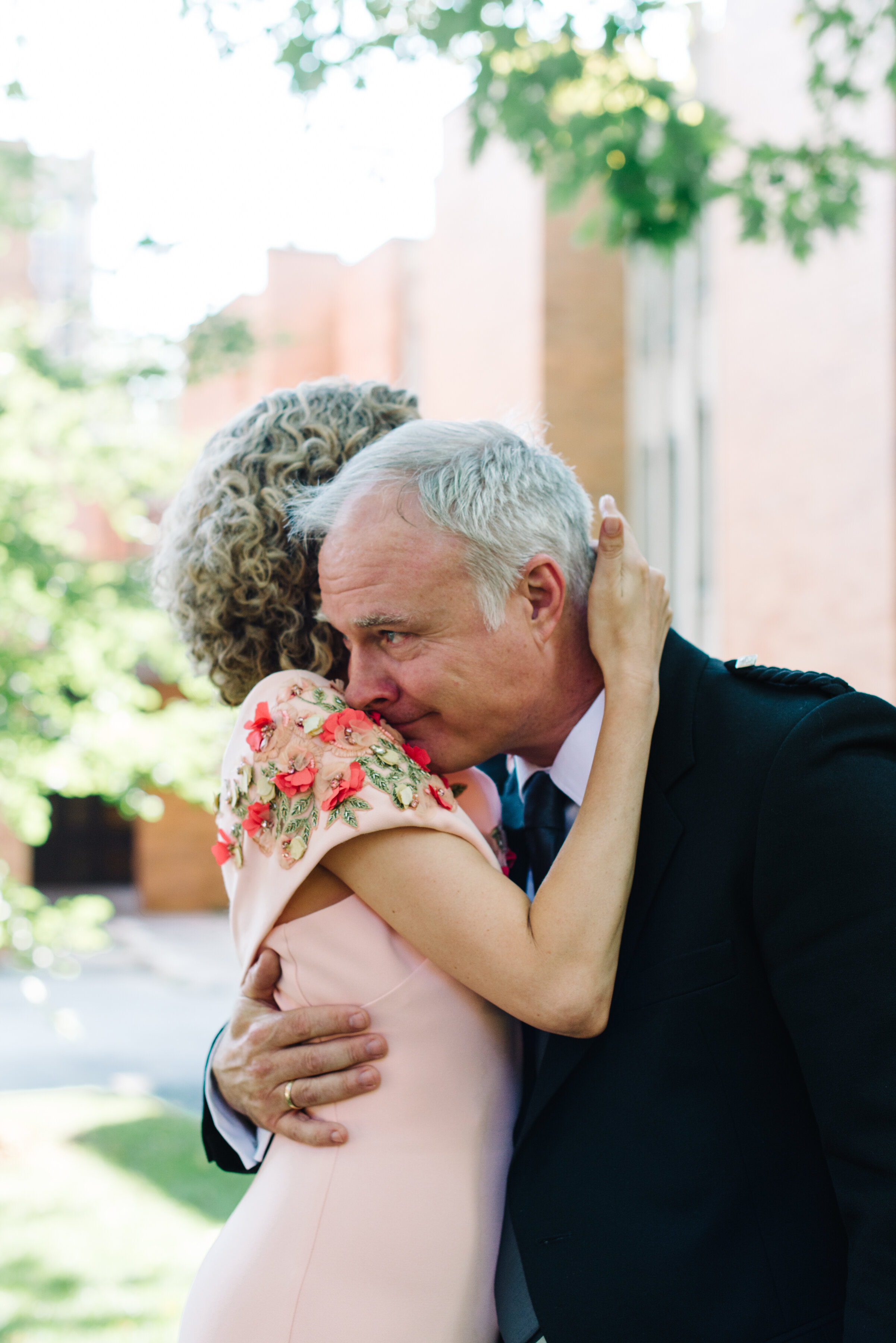 Outdoor couple portrait at Massey College University of Toronto wedding