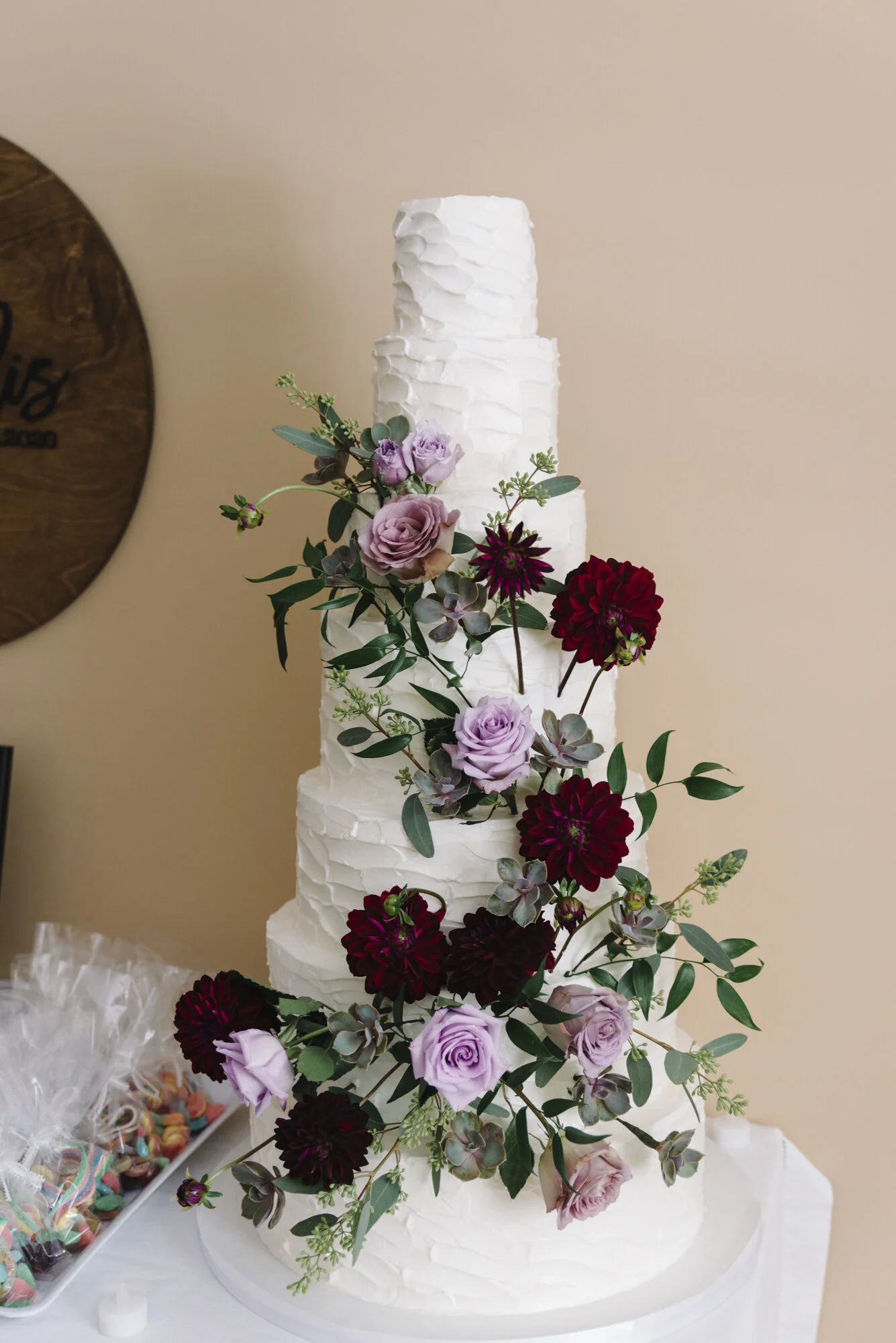 Homemade wedding cake made by the bride from Happiness Is Sweet at a backyard micro-wedding