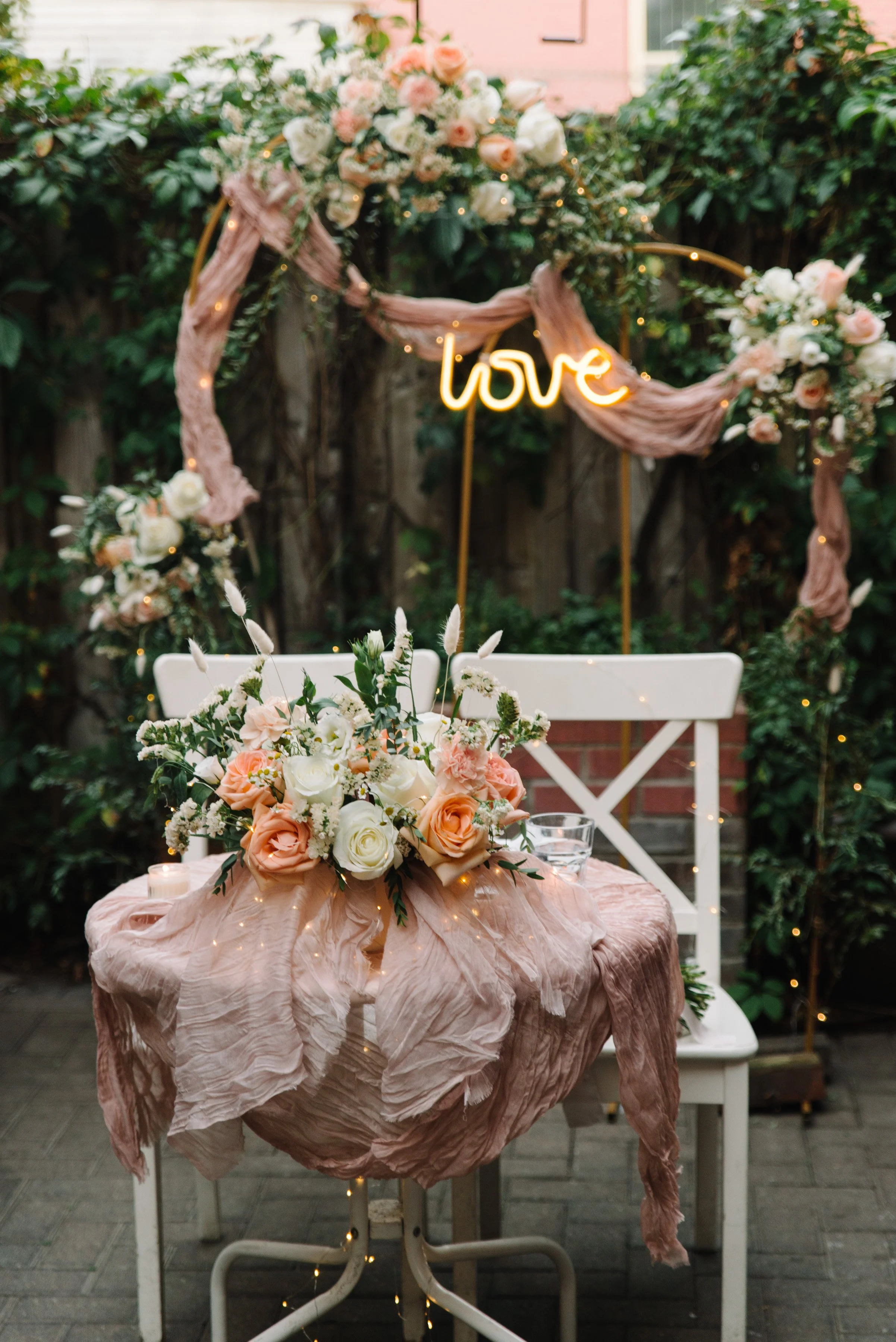 Detail photo of a styled reception table at Foxley Bistro during an intimate elopement dinner in Toronto