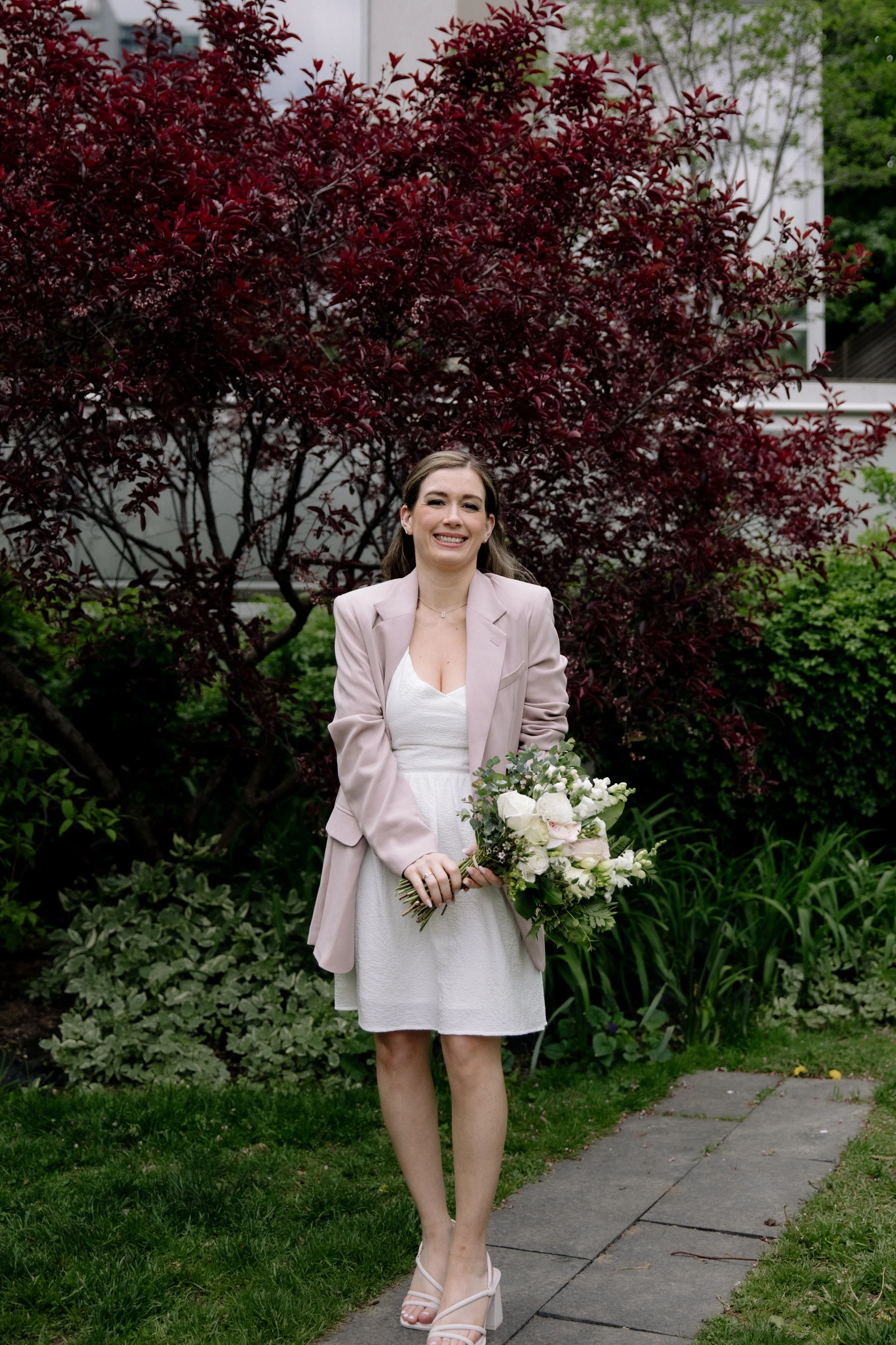 Modern solo portrait of a bride on her LGBTQ+ elopement day in Toronto