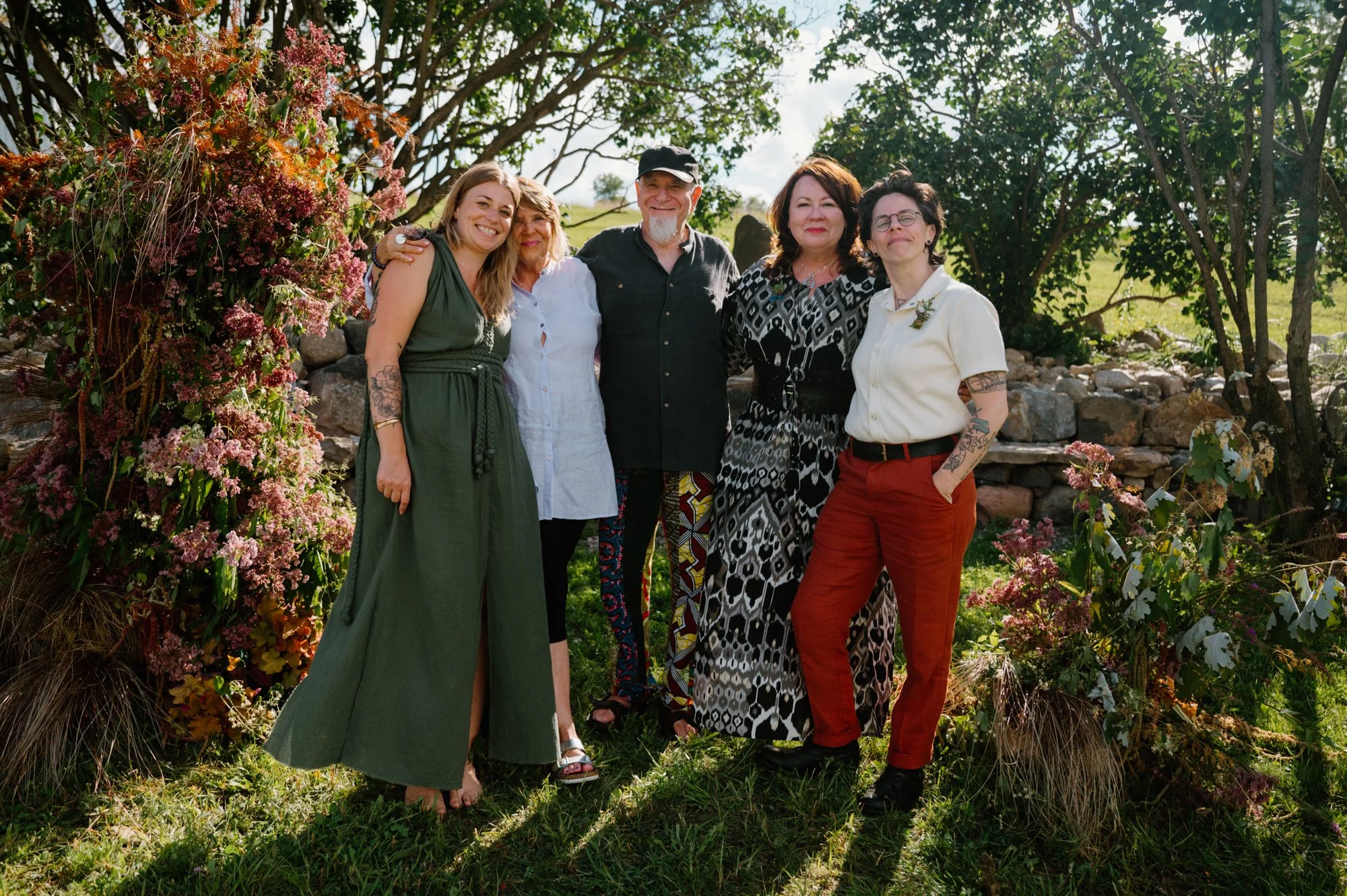 Family formal during queer wedding ceremony in Orangeville, Ontario