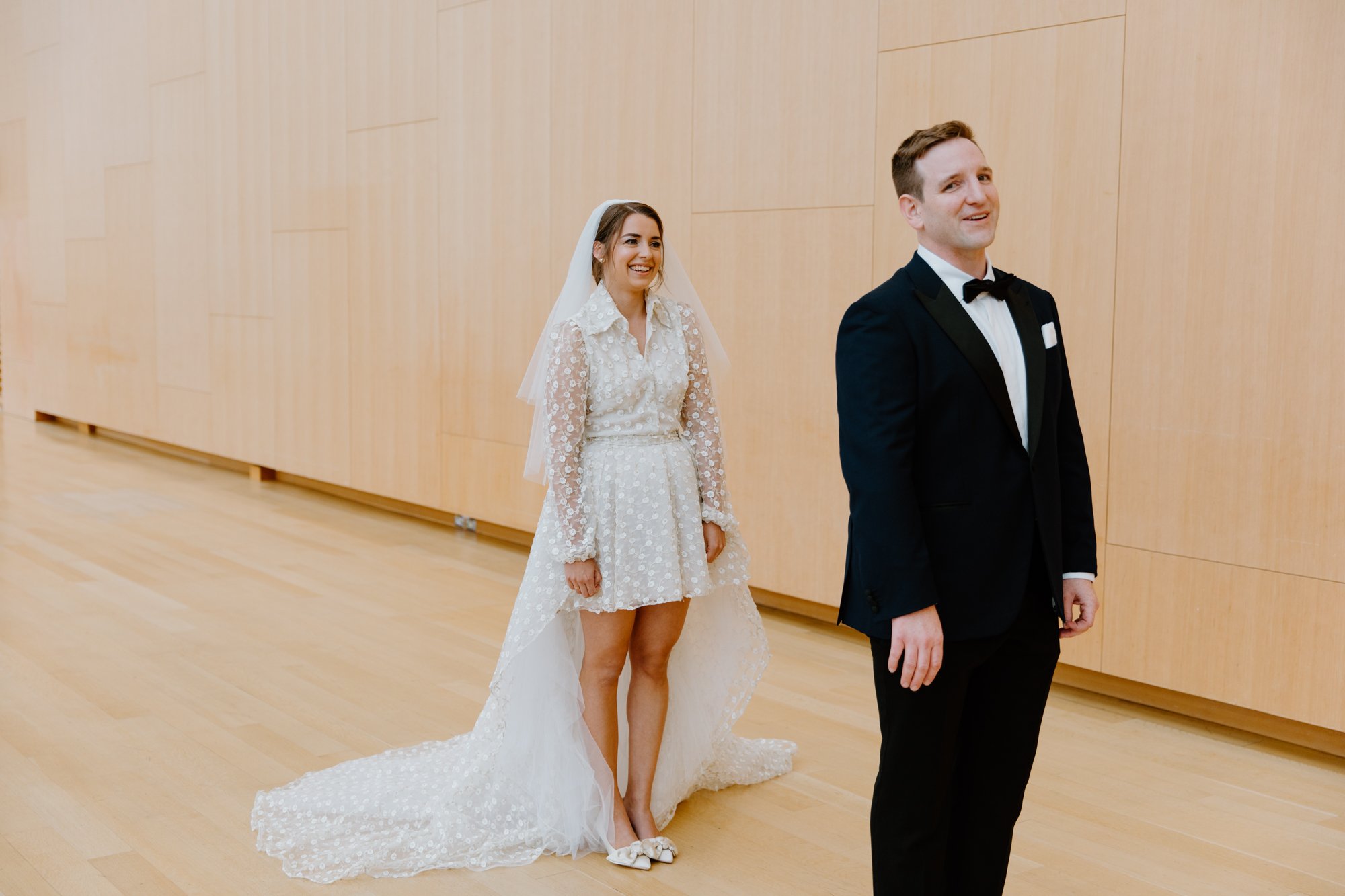 Couple sharing a first look at the Art Gallery of Ontario in Toronto