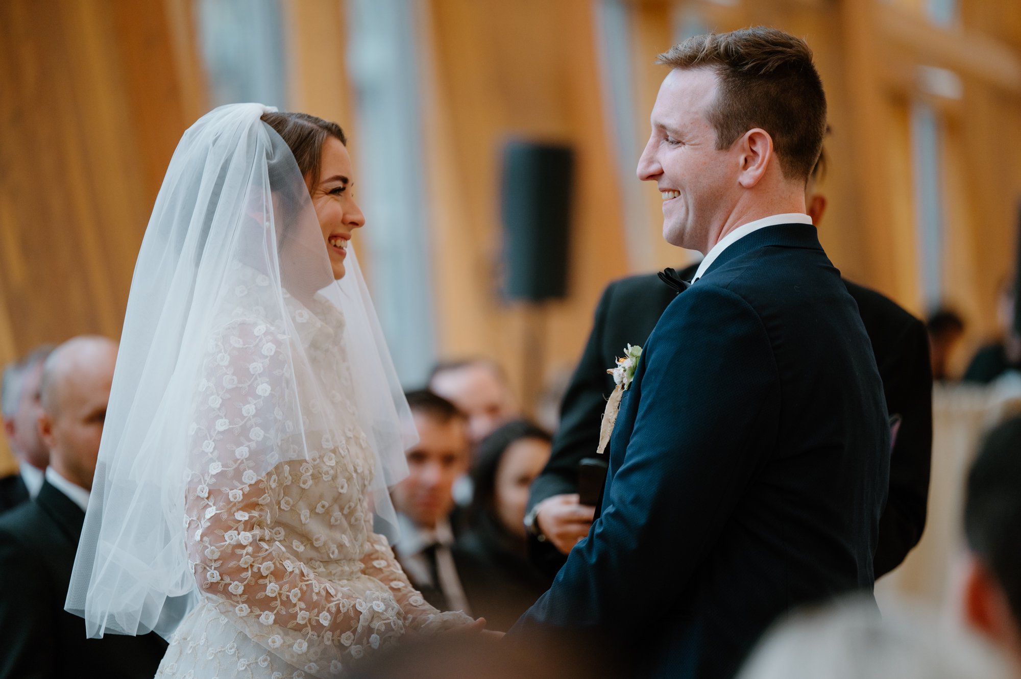 Emotional wedding ceremony moment at the AGO in Toronto