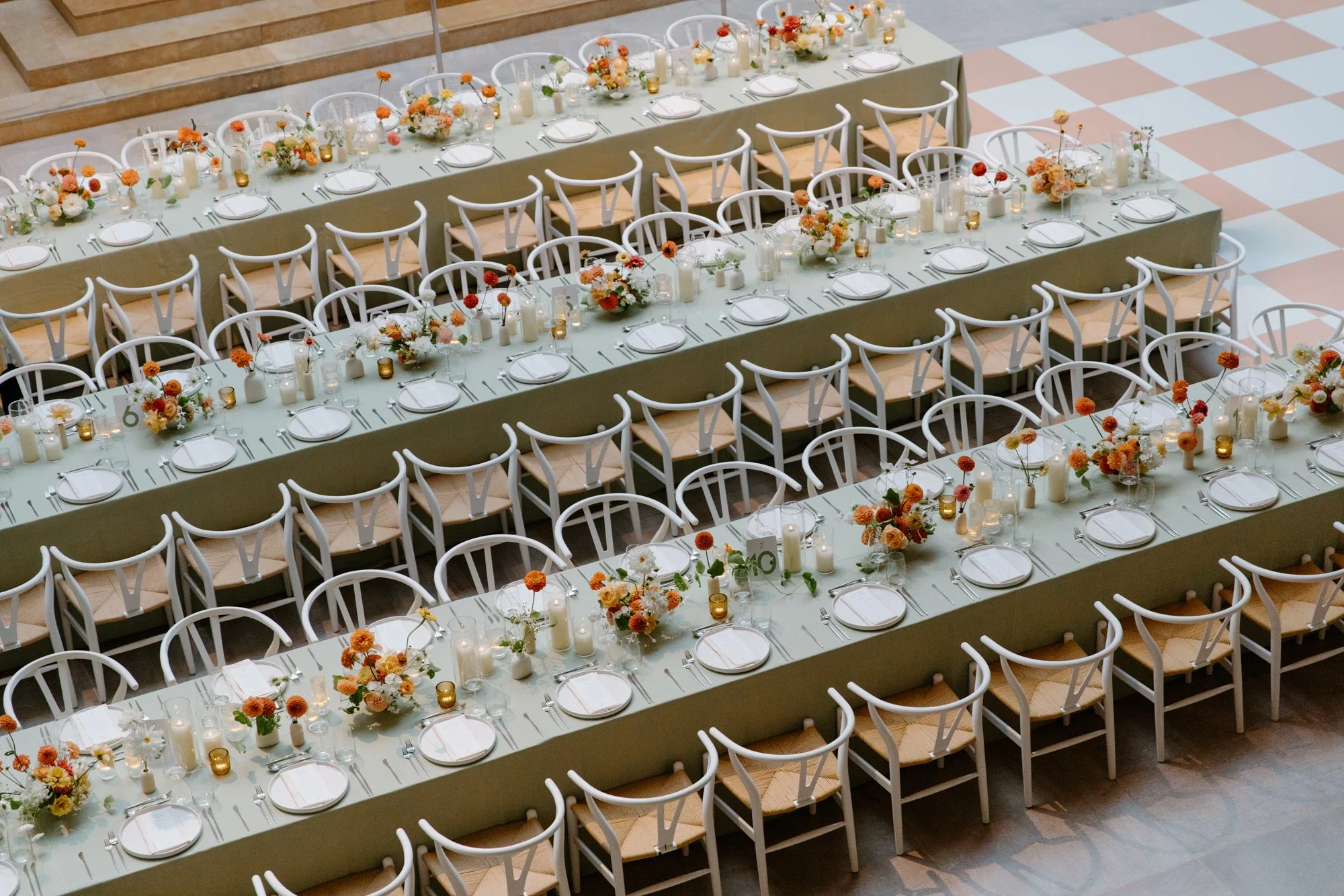 Editorial reception setup photographed at an AGO wedding