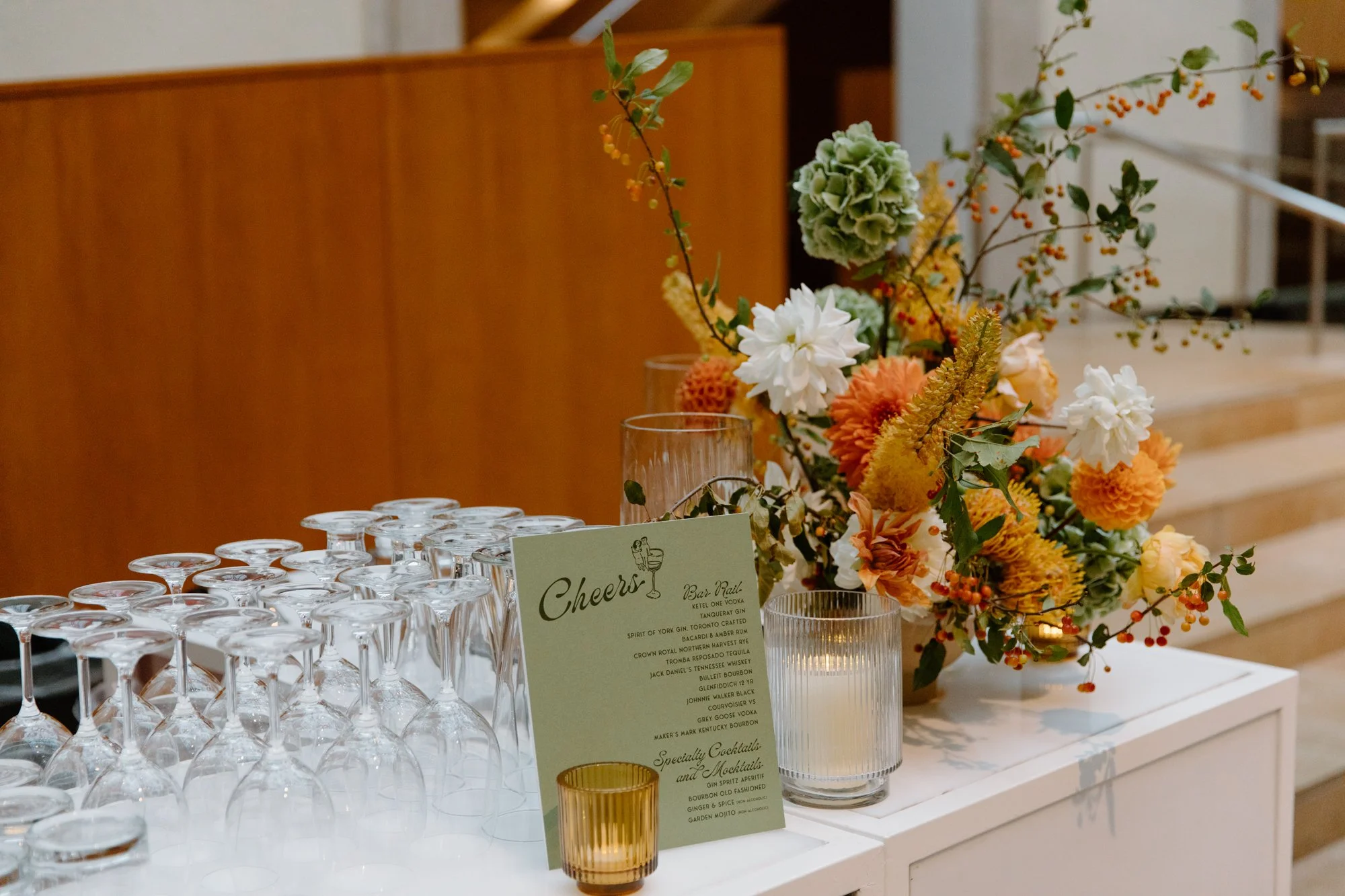 Reception details styled by Kiera Caruso Event Co. at the AGO
