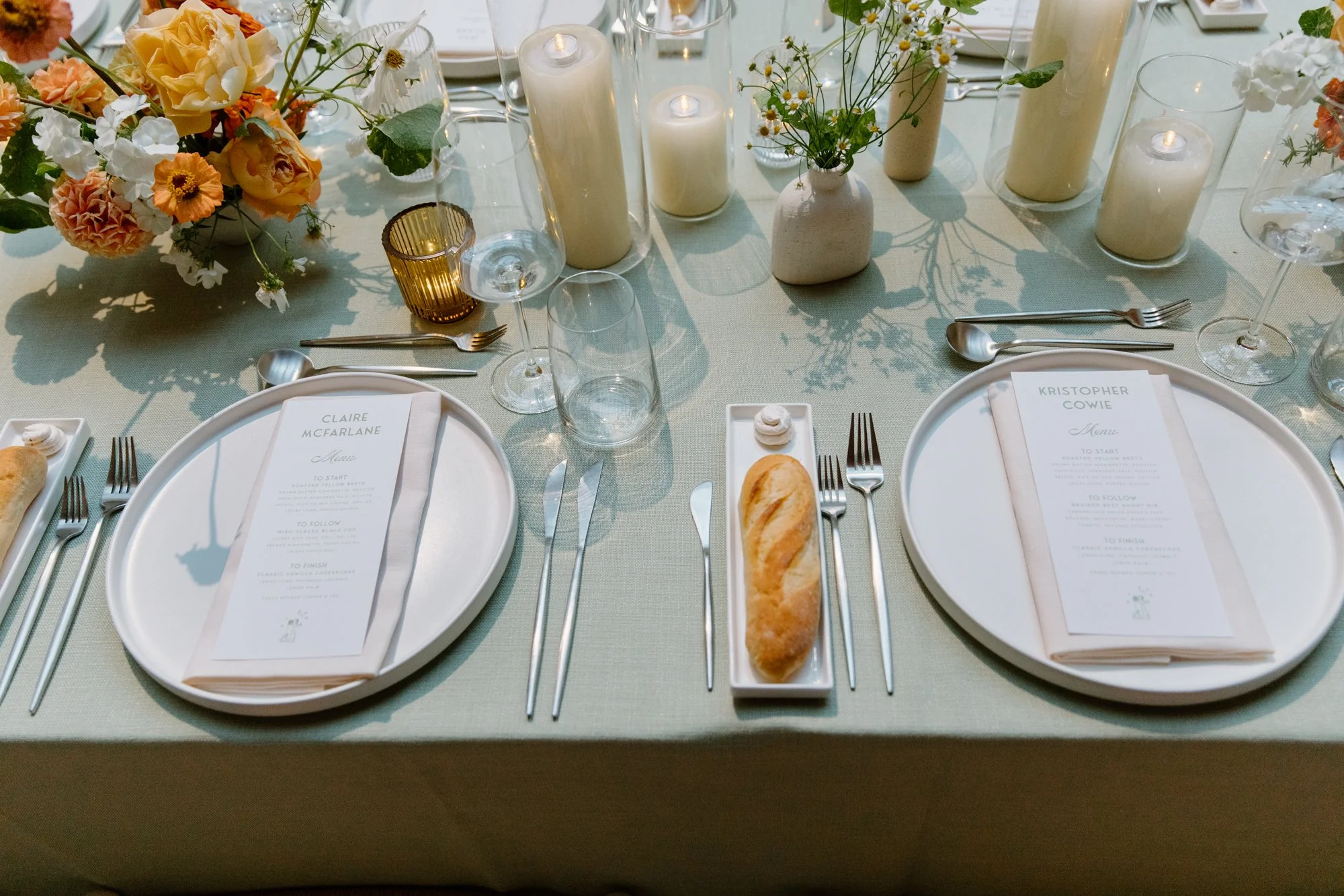 Modern AGO wedding with chic reception decor