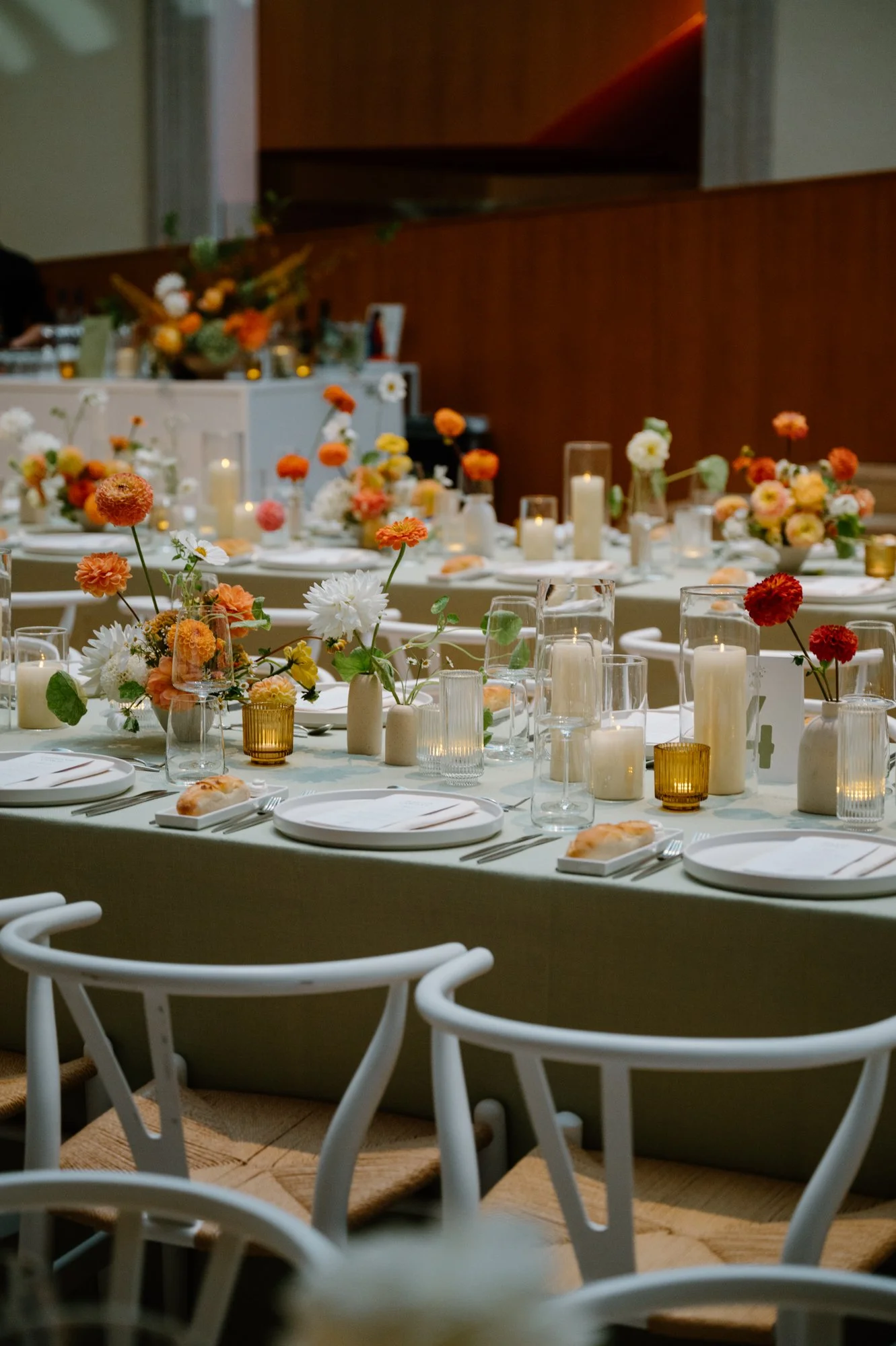 Trendy decor at Art Gallery of Ontario wedding reception