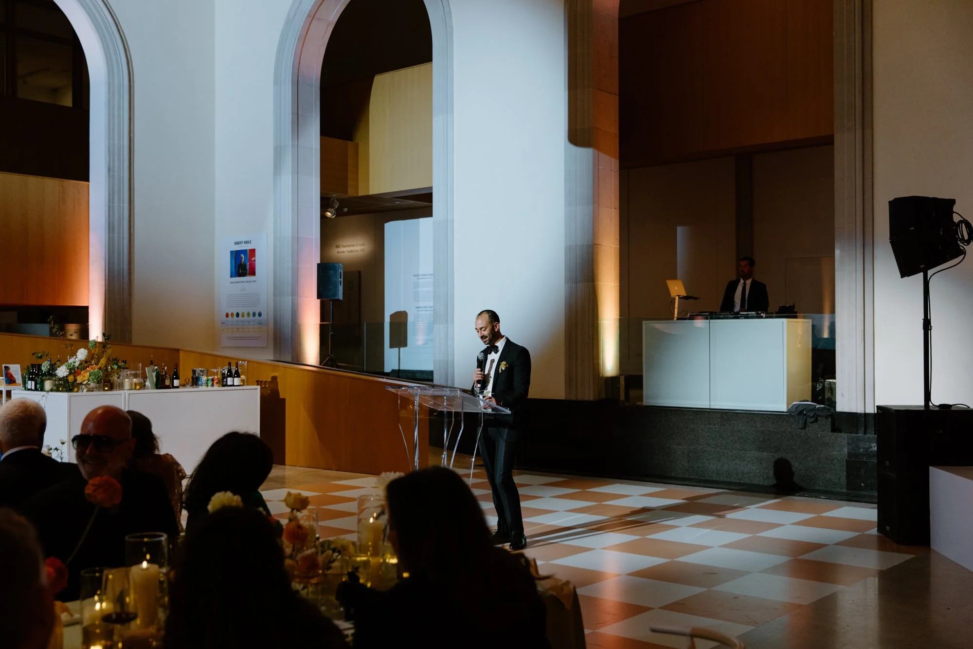 Candid moments during an AGO wedding reception in Toronto