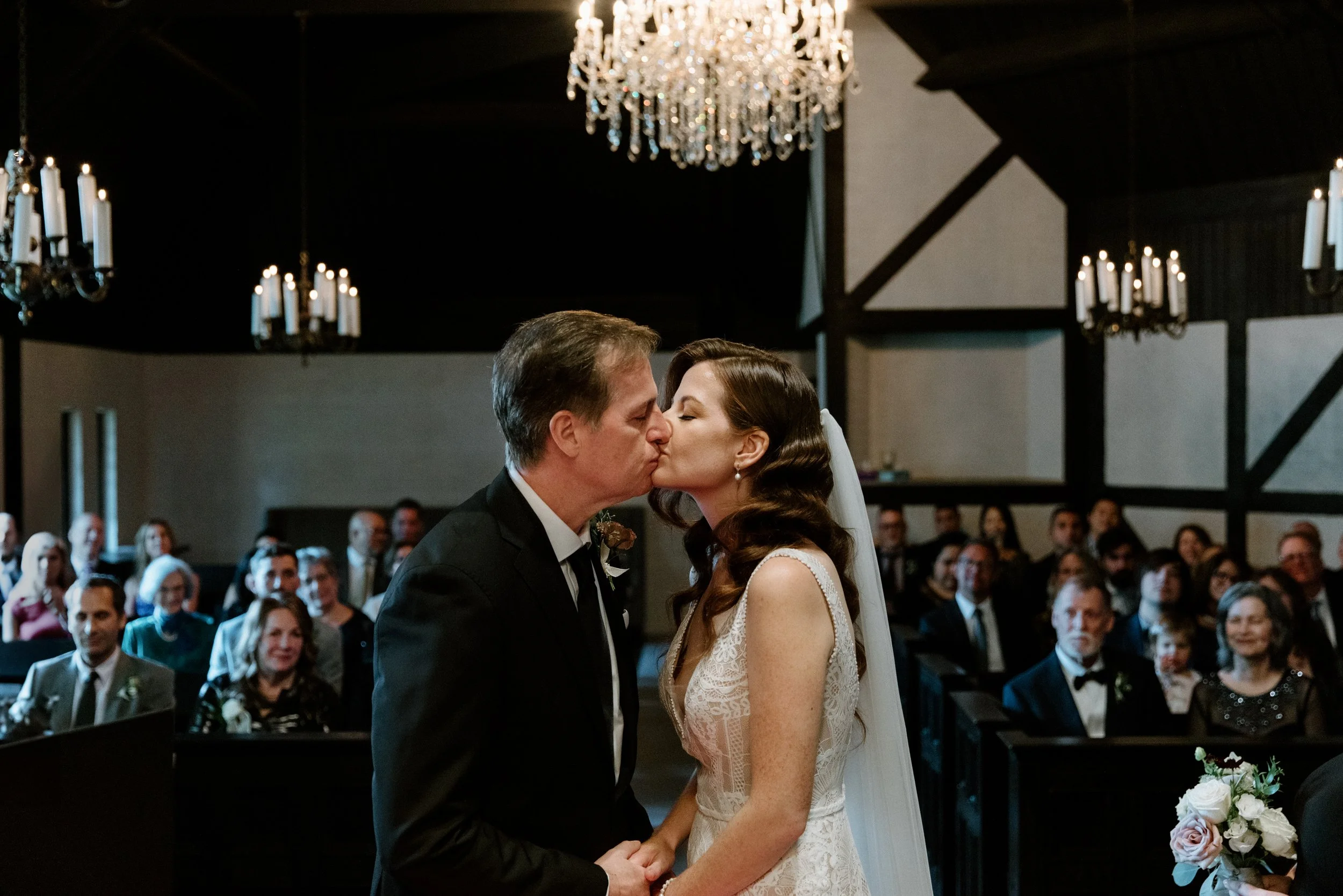 Candid wedding ceremony photo at the Old Mill Toronto