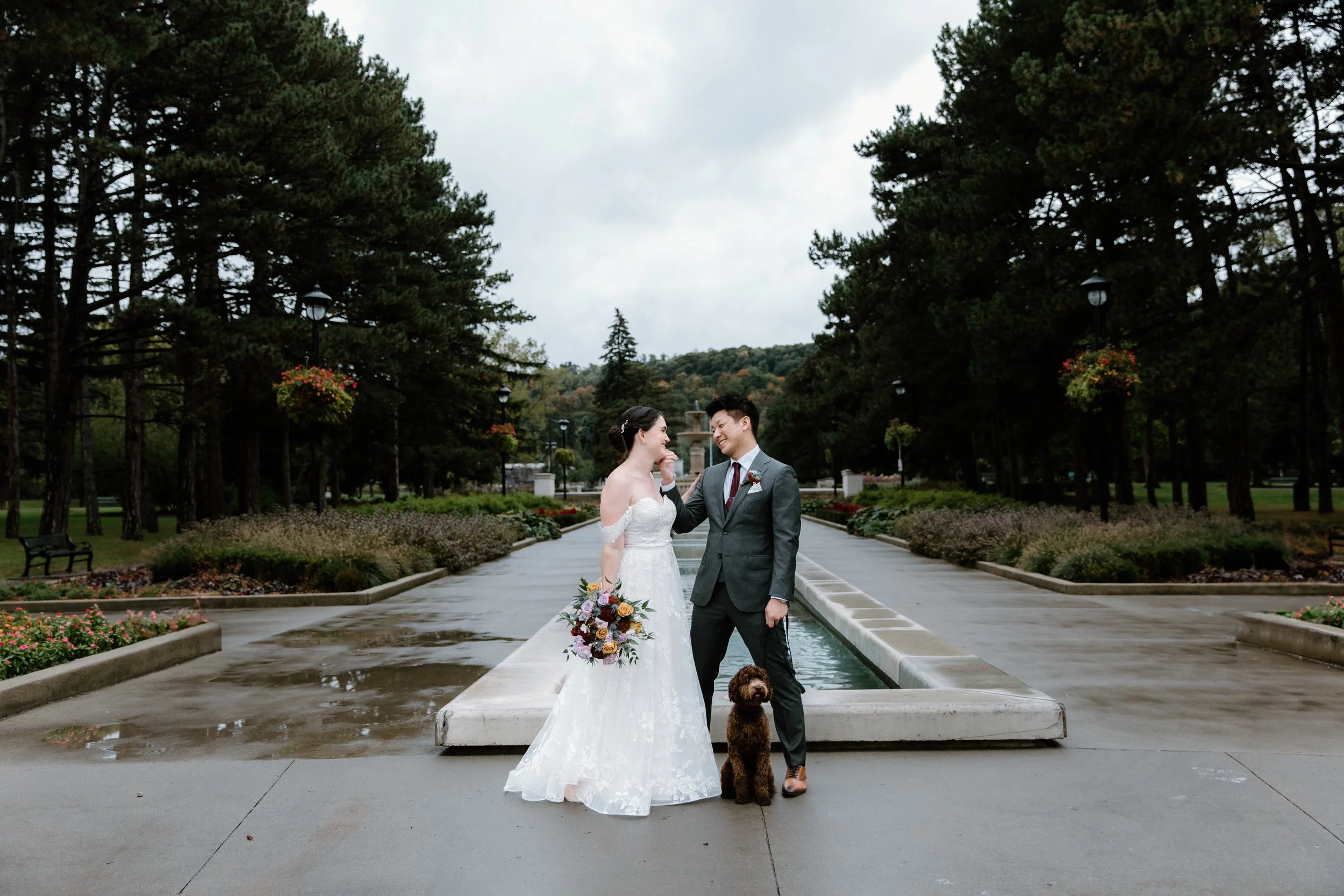 Bride and groom wedding portrait at Gage Park in Hamilton, Ontario