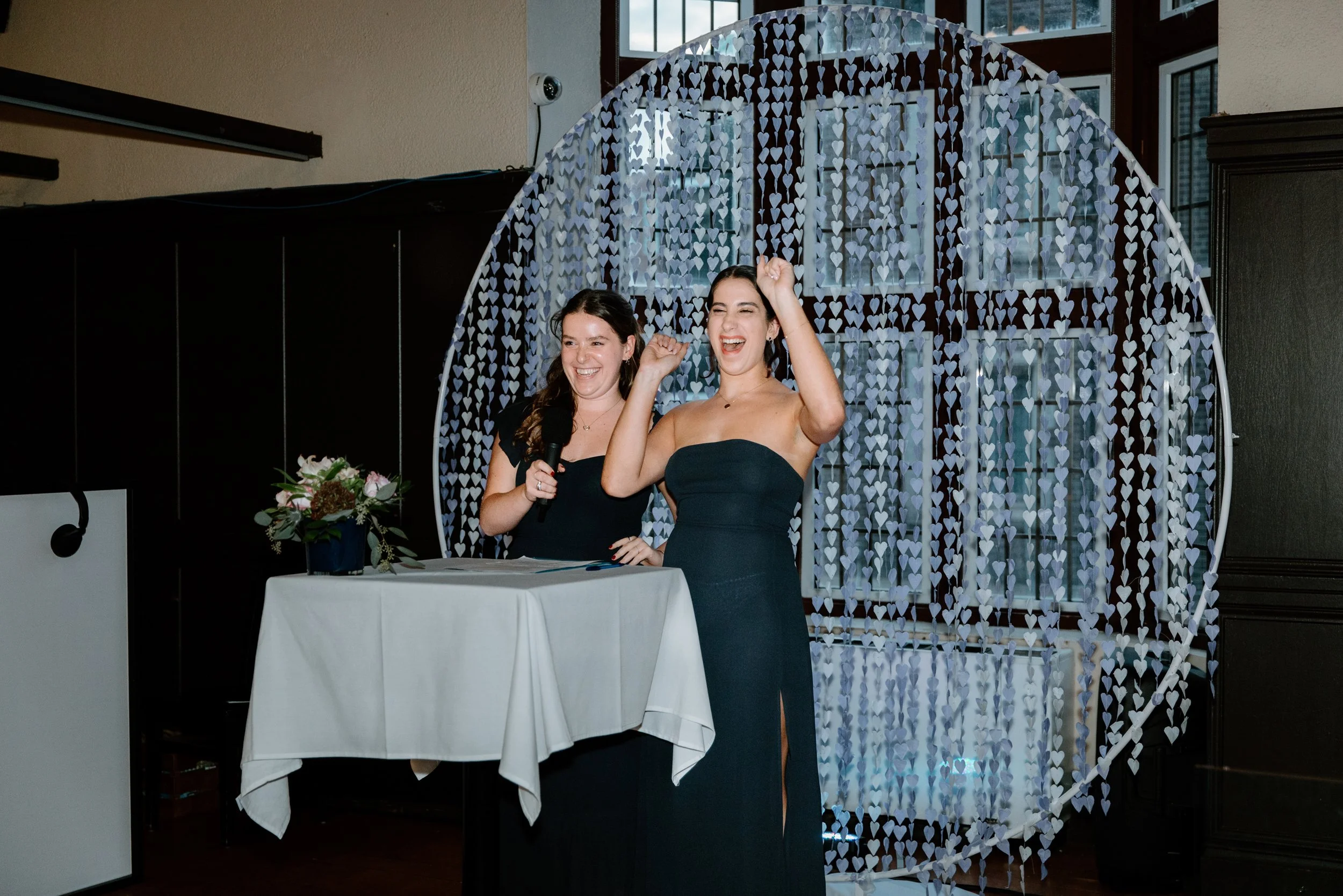 Guest delivering a speech during the wedding reception at the Phoenix Crafthouse, McMaster University, Hamilton