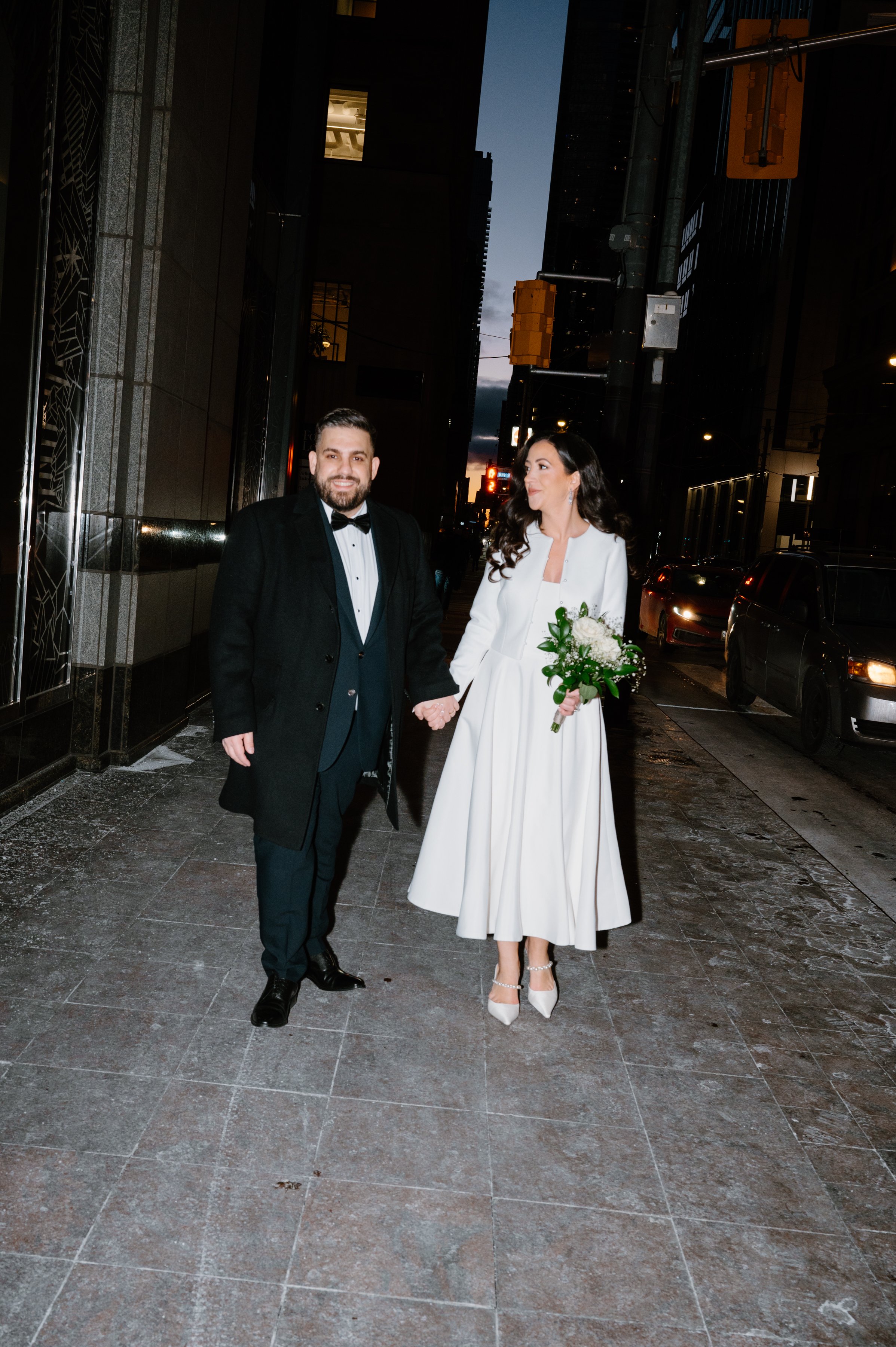 City Hall elopement with editorial inspired flash photography at the St. Regis Hotel in Toronto