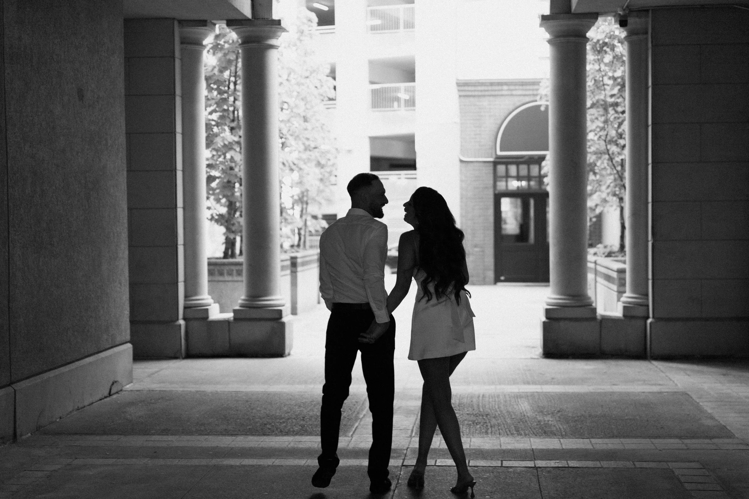 Alt: Documentary-style engagement photography capturing natural moments in Toronto