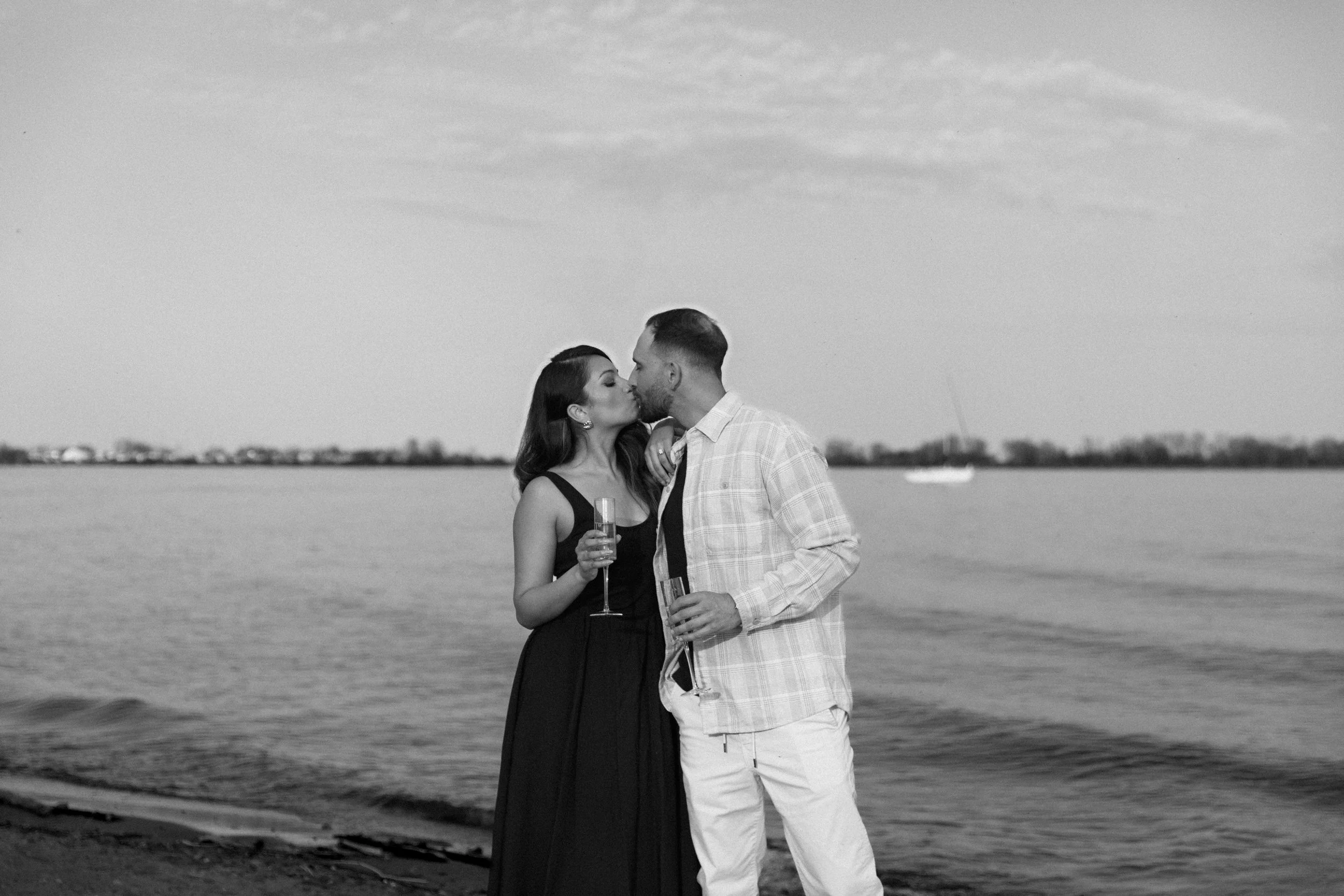 Golden hour engagement photos in Toronto with soft evening light