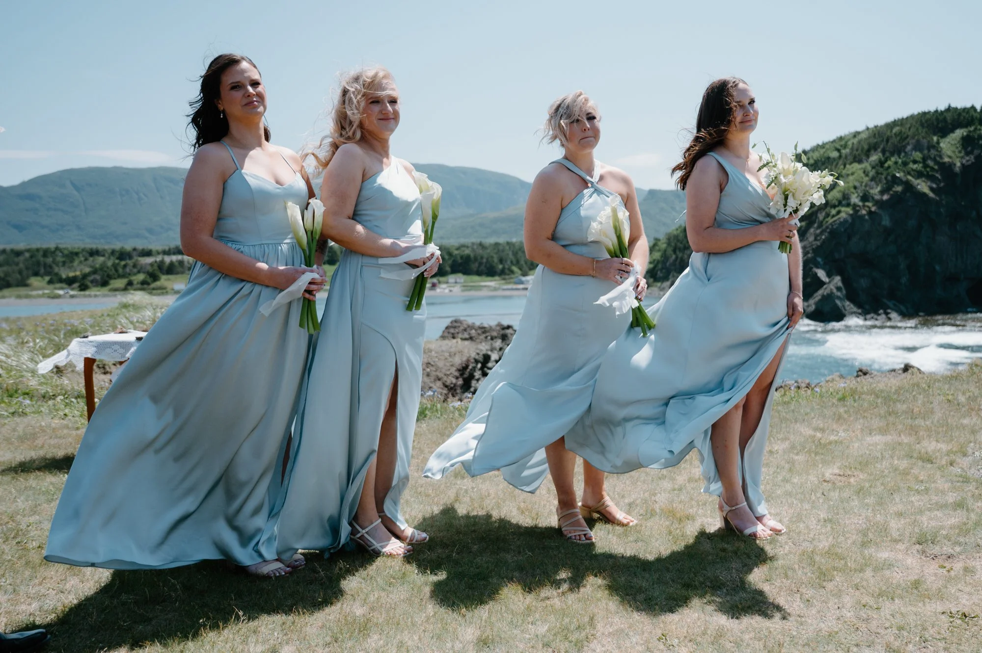 Chic photo of bridesmaids during an outdoor ceremony at a destination wedding