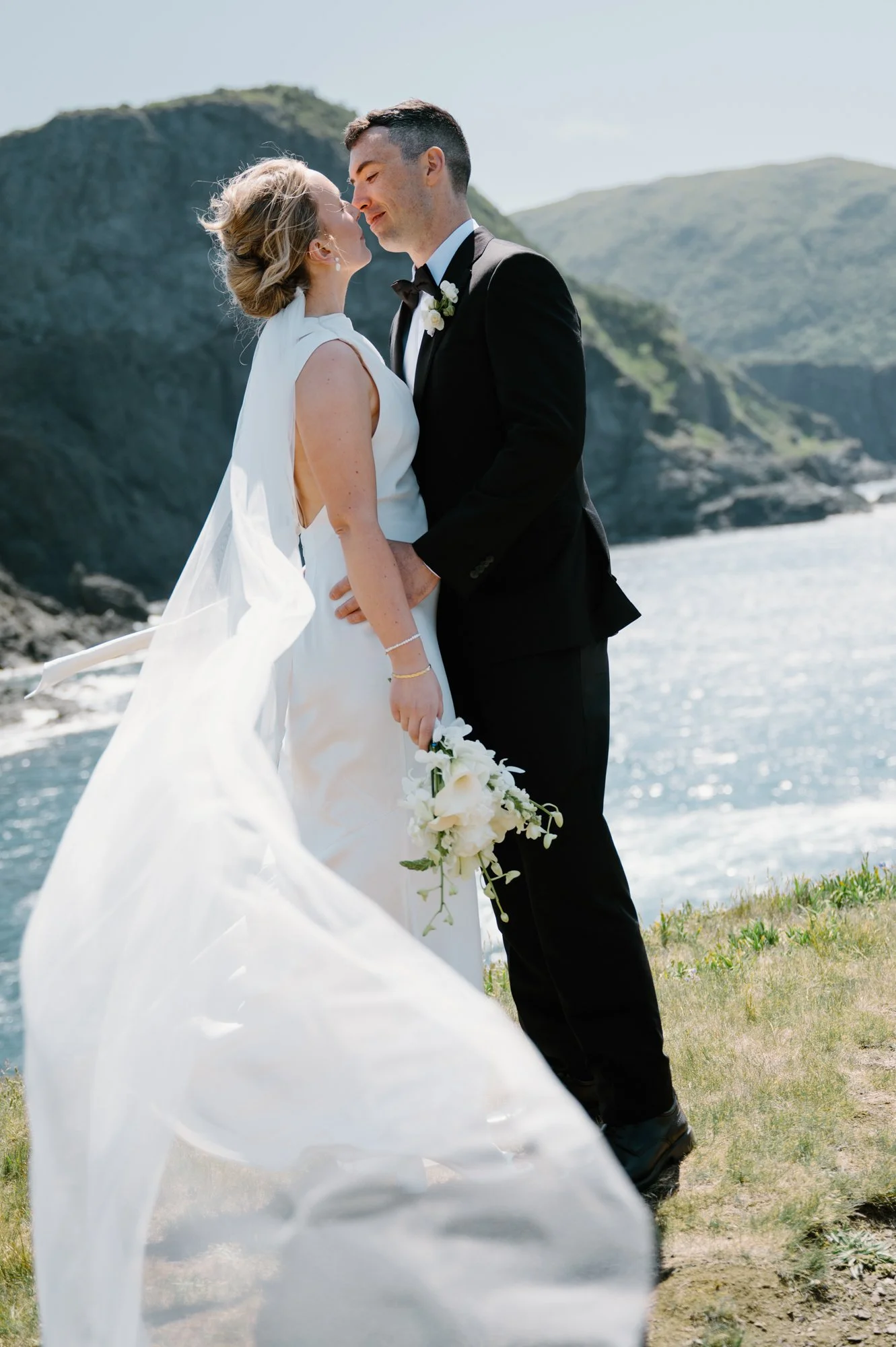 Bride and groom at destination wedding in Newfoundland