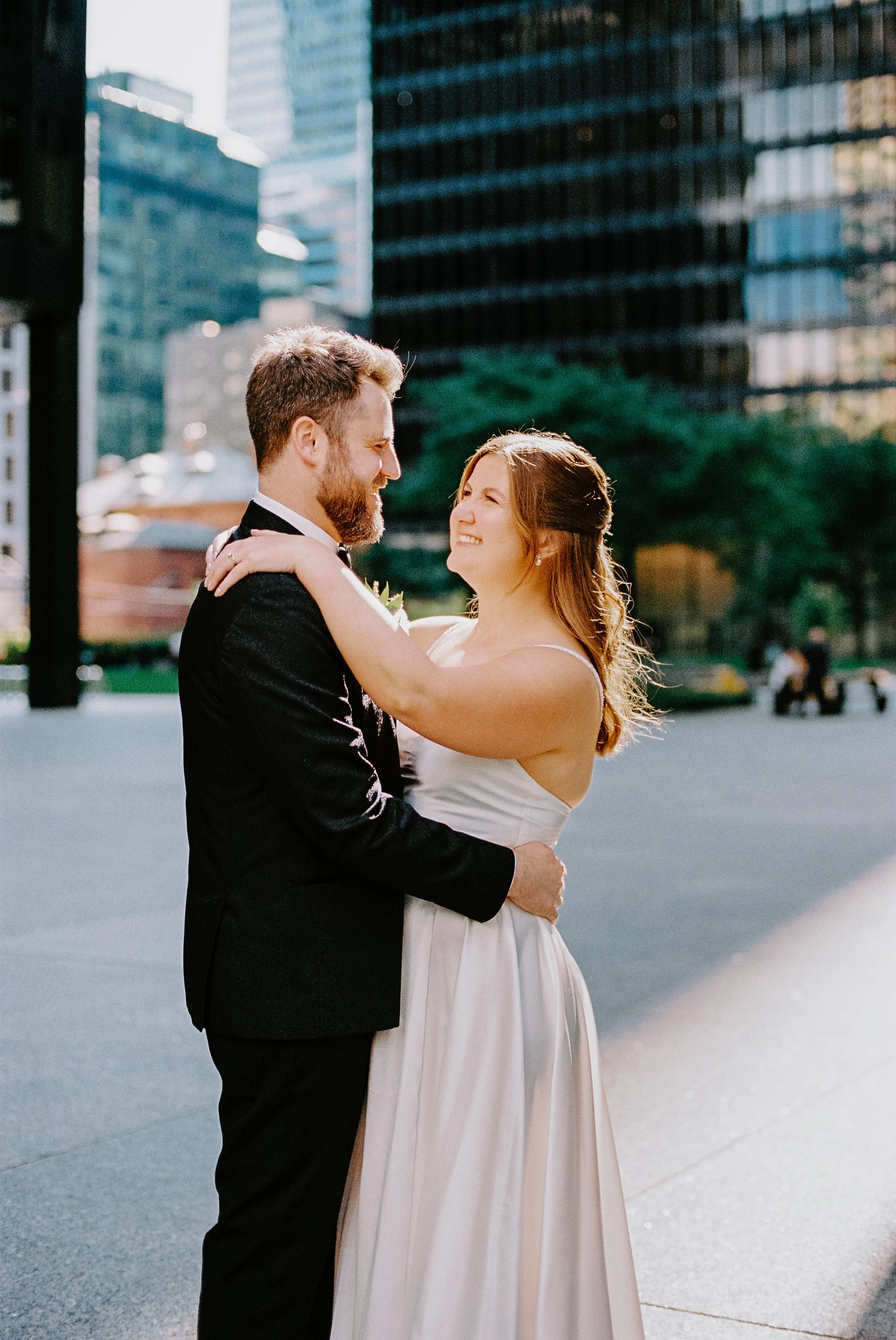 Toronto wedding couple portrait at TD Towers in the financial district