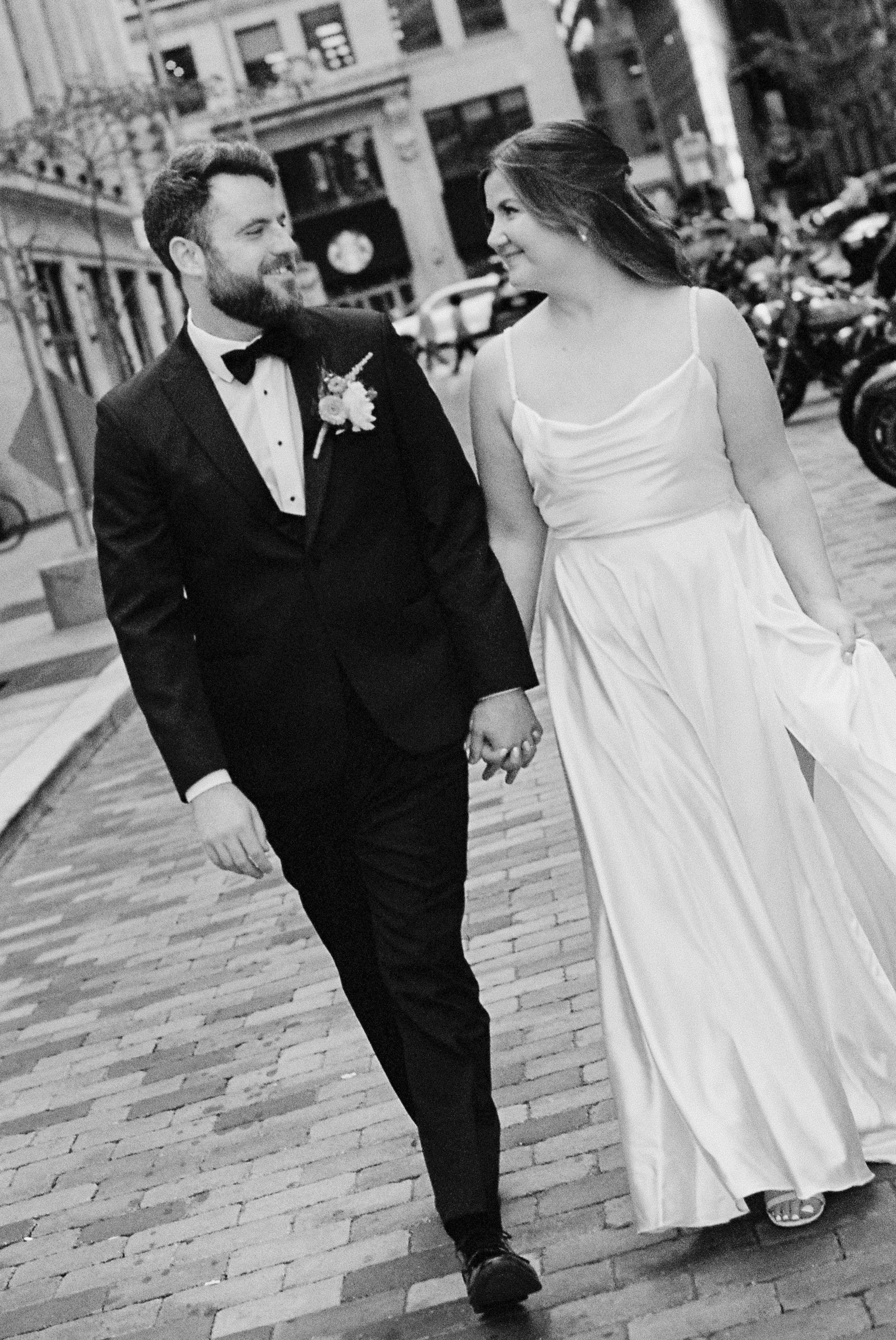 Black and white wedding photography in Toronto shot on 35mm film