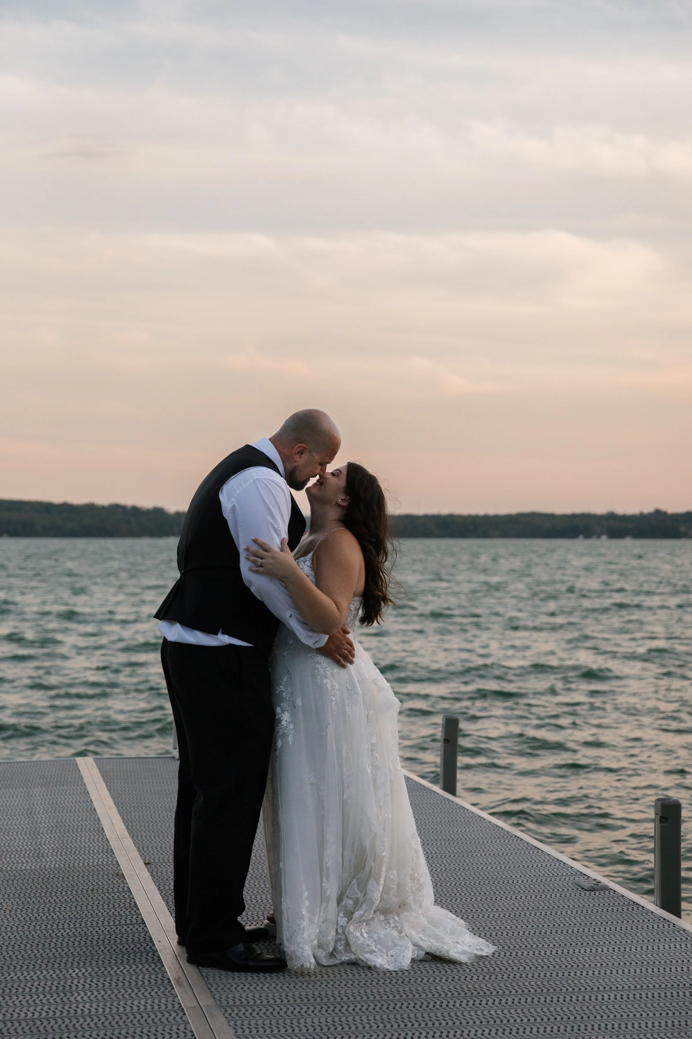 Romantic wedding portrait at sunset in Muskoka