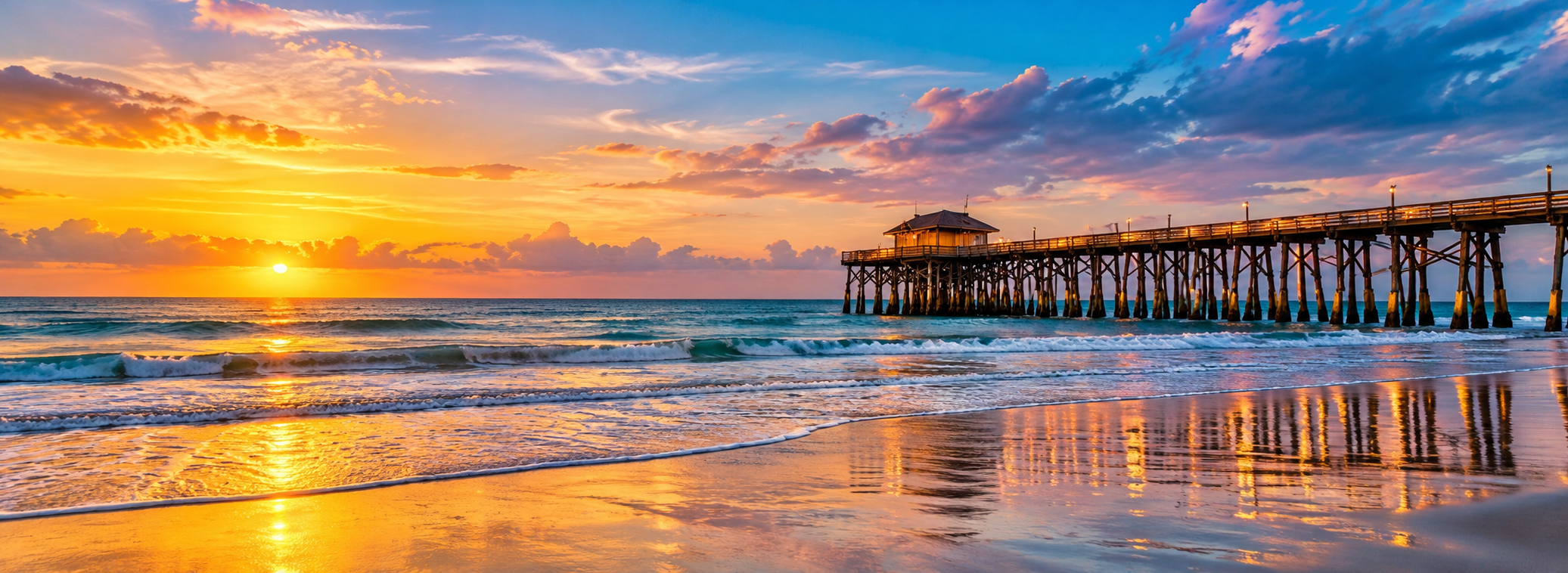Golden Sunset Pier Reflections.png