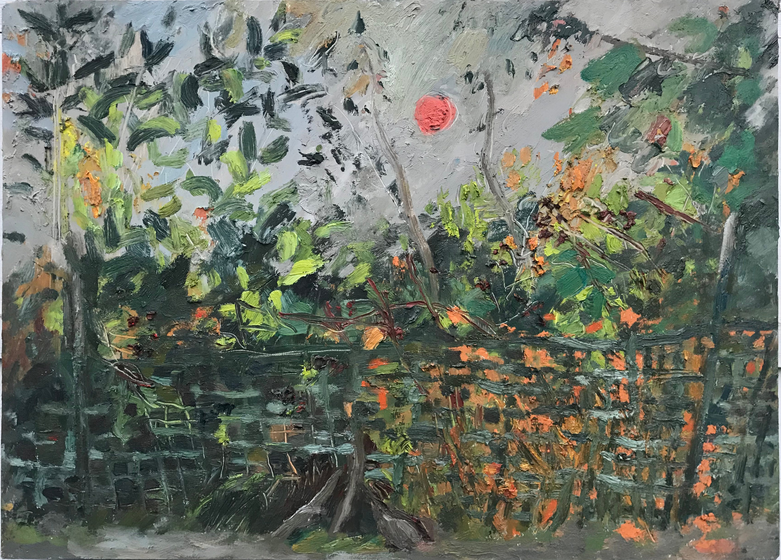 August Sun, oil on panel, 17 x 23.75 in., 2018