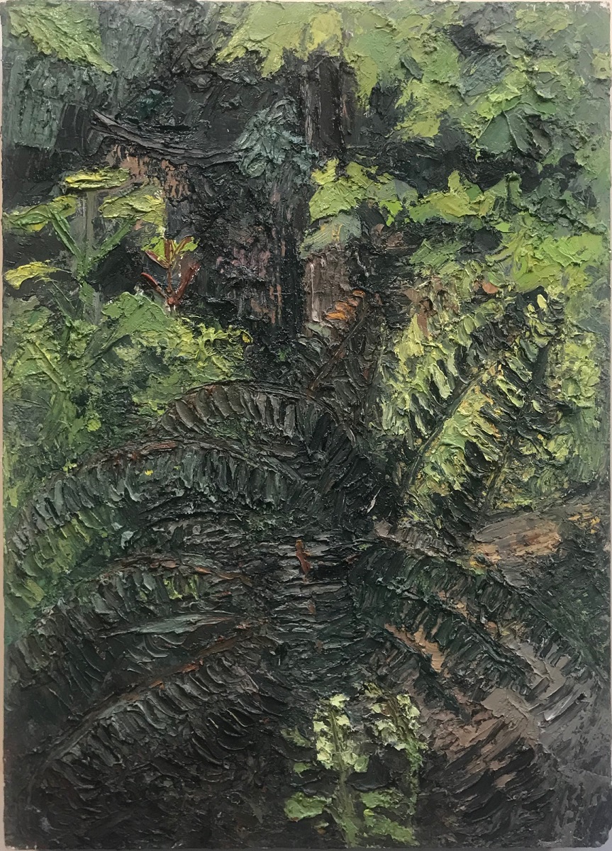 Hummingbird, oil on panel, 18 x 12.75 in., 2018