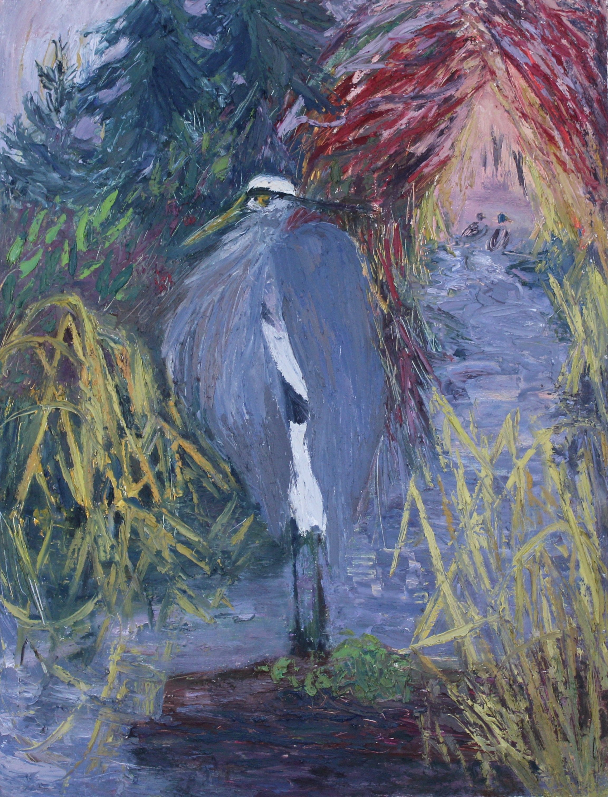 Heron in Winter, oil on panel, 31.5 x 24 in., 2022