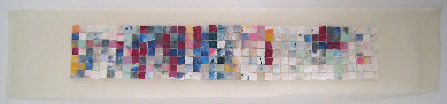 Winter of Will 3, 2007, oil paint on paper hand stitched on Organdi cotton fabric, w3.5” x h20.5".