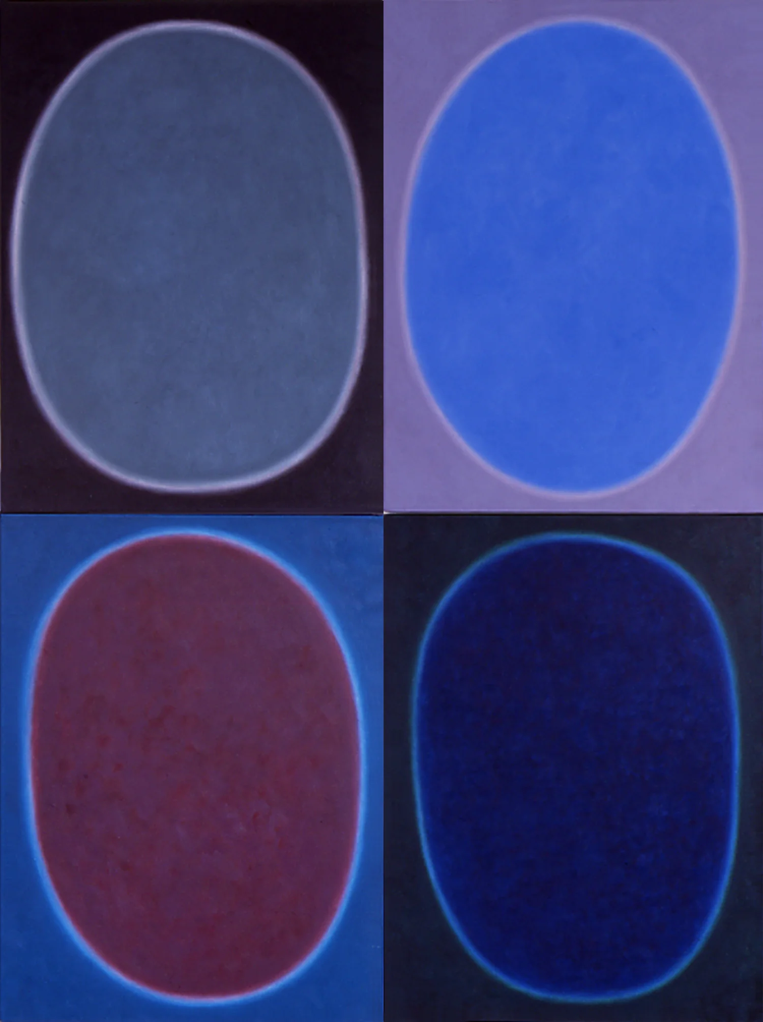 Silent 9, oil on canvas, 2001, series of 4 panels W18" x H24" each, total format W36" x H48". Private collection.