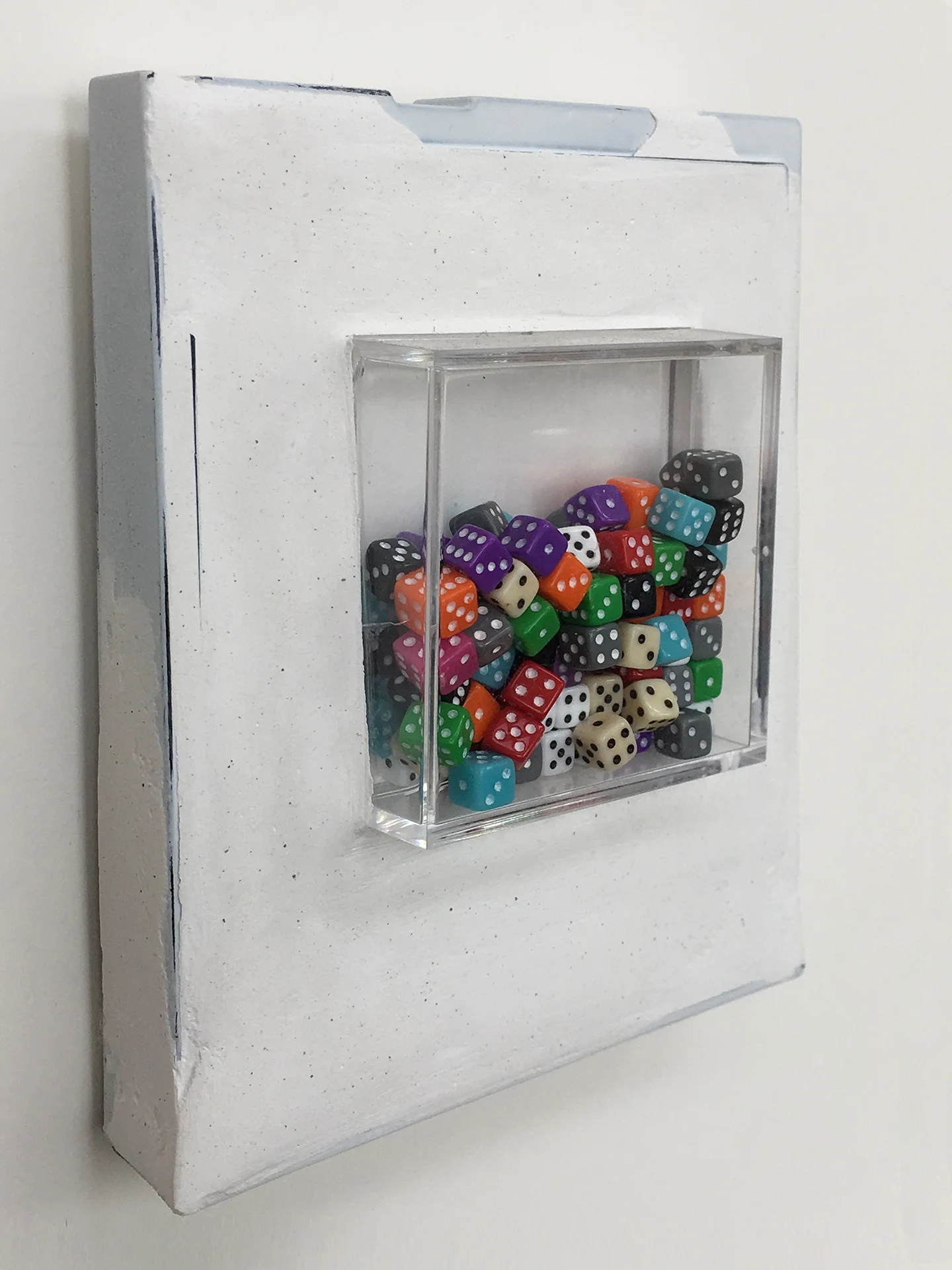 Box 47 - Chance, 2008. Polaroid box, Paris plaster, plastic box, dice. W3.75" x H4.25" x D1".