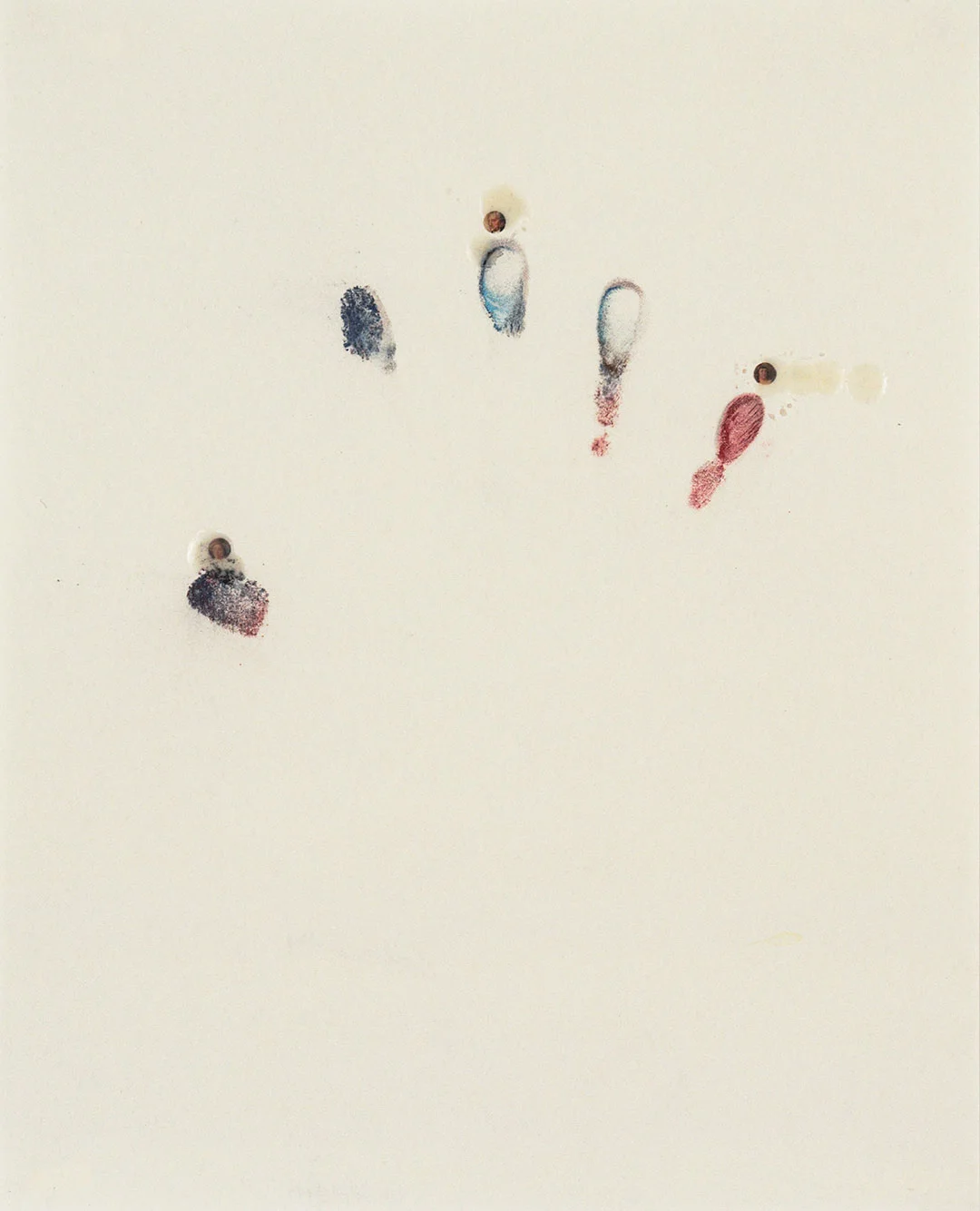Self 1, 1999, dry pastel pigment, paper collage and wax on paper, W11" x H14".