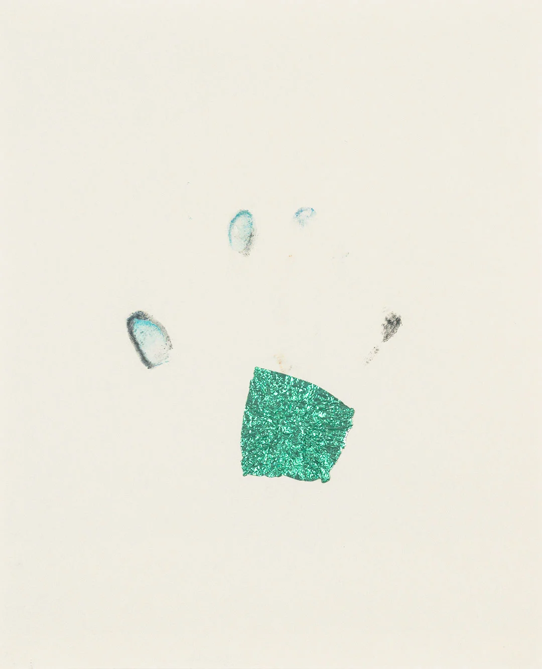 Self 2, 2001, dry pastel pigment and aluminum foil on paper, W9" x H12".