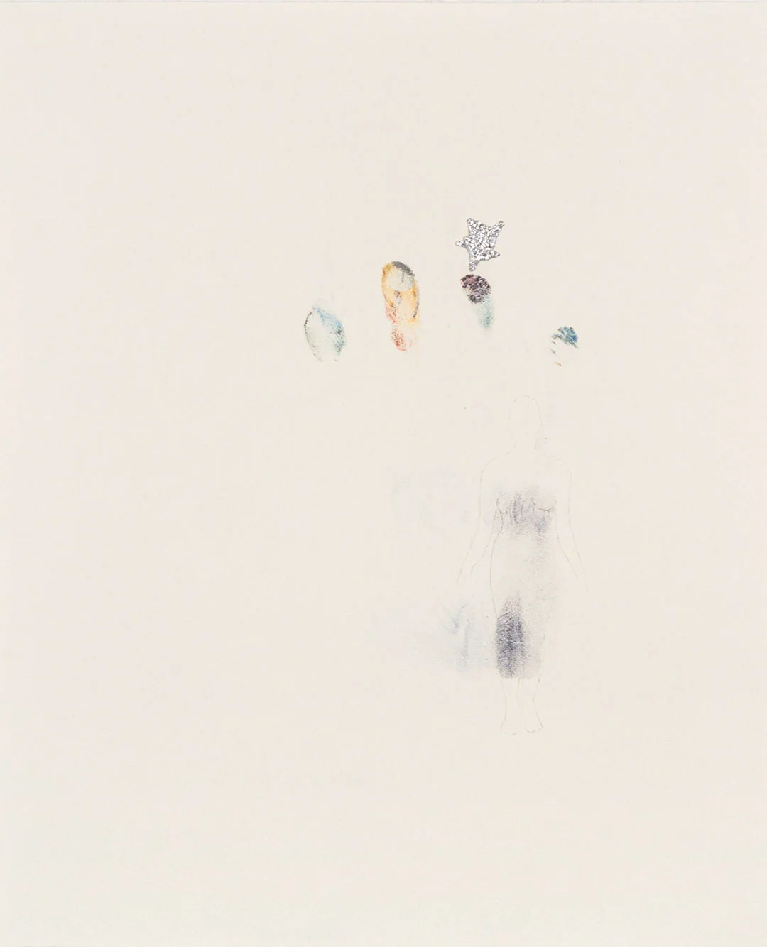 Self 6, 2005, dry pastel pigment, aluminum foil and graphite, W11" x H14".