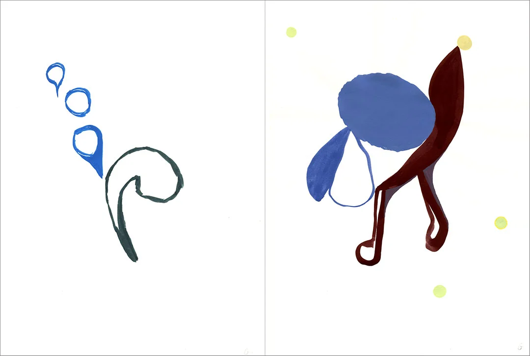 Talkative (x2) 2, 2000. Gouache on paper, two sheets W9" x H12" each, side by side.
