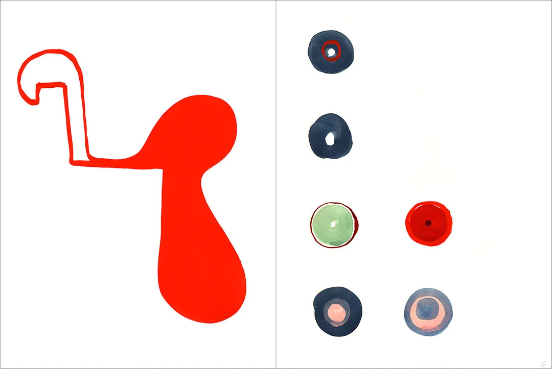 Talkative (x2) 8, 2004. Gouache on paper, two sheets W9" x H12" each, side by side.