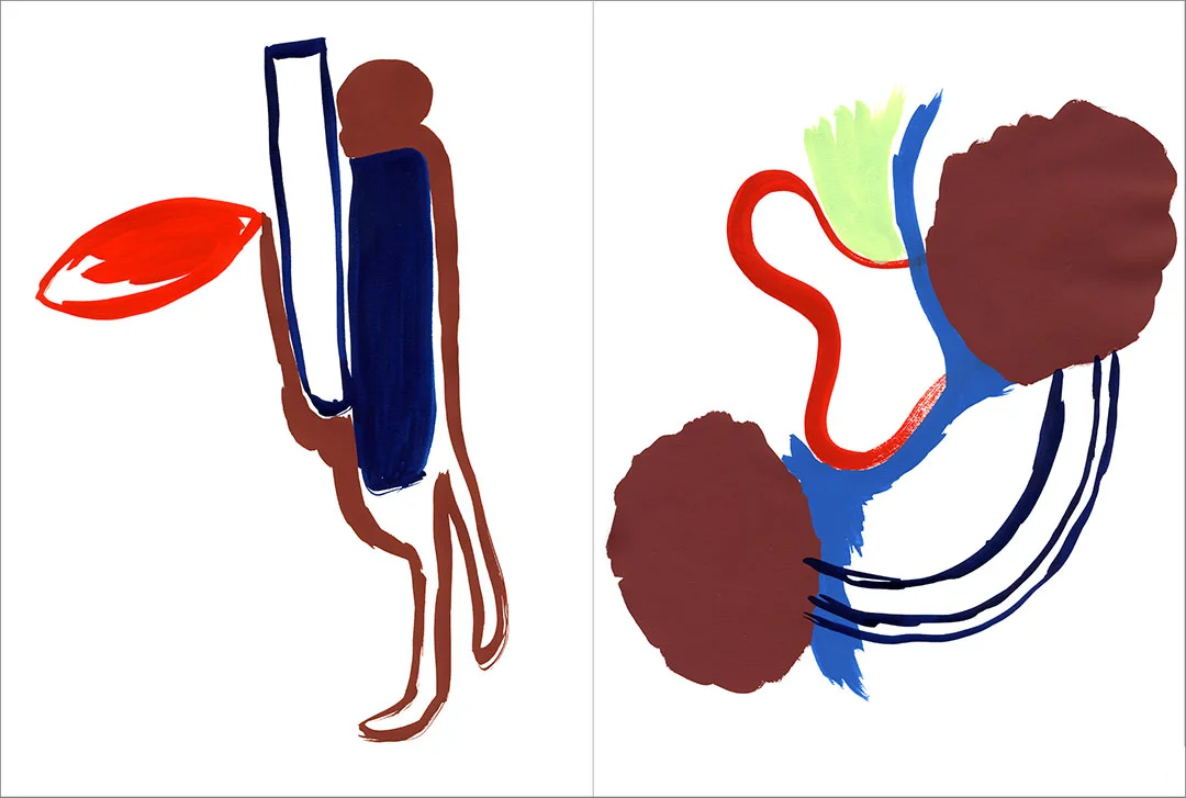 Talkative (x2) 7, 2003. Gouache on paper, two sheets W9" x H12" each, side by side.