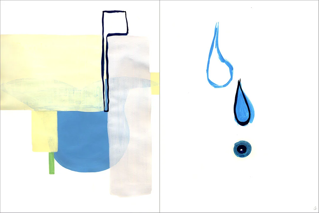 Talkative (x2) 10, 2004. Gouache on paper, two sheets W9" x H12" each, side by side.