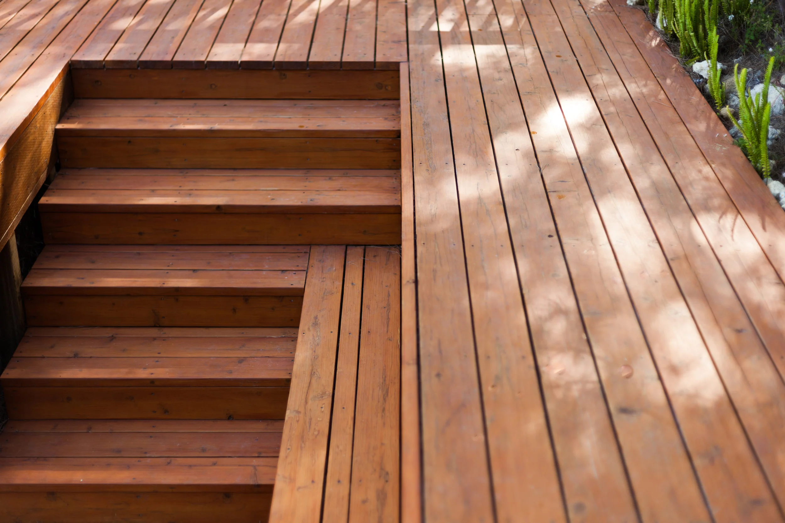 Santa Barbara redwood deck, natural stain finish