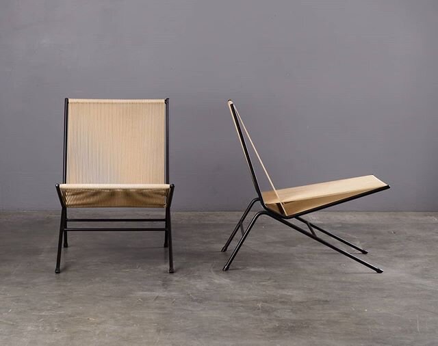 Allan Gould string chairs, 1952

It's fun to think of how radical this design was in 1952. We love the way the material mix unites the industrial and craft threads of mid century furniture design. 
We have four in stock. They're currently listed in p