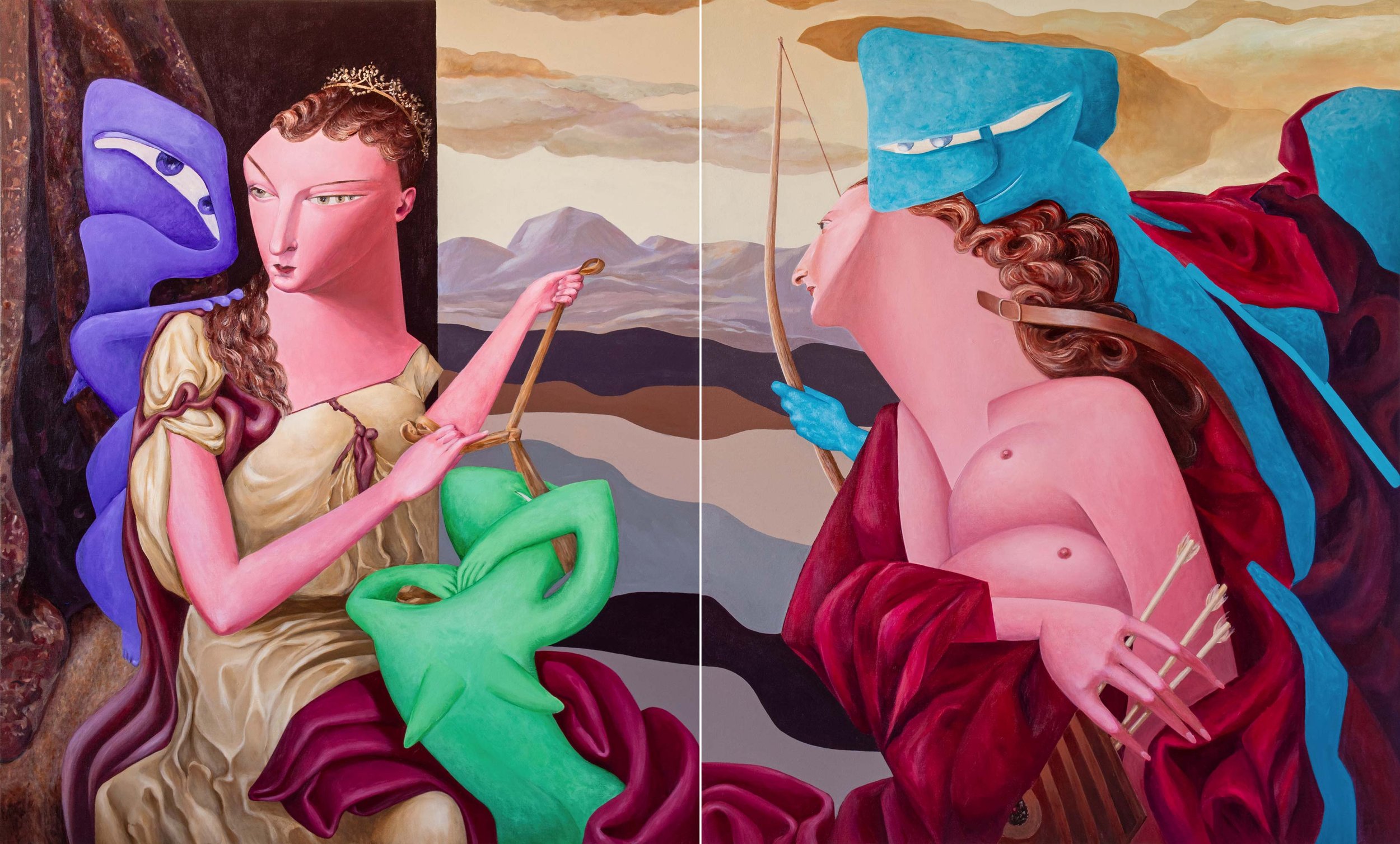 MODERN LOVE (After Titian's Venus Blindfolding Cupid) - diptych